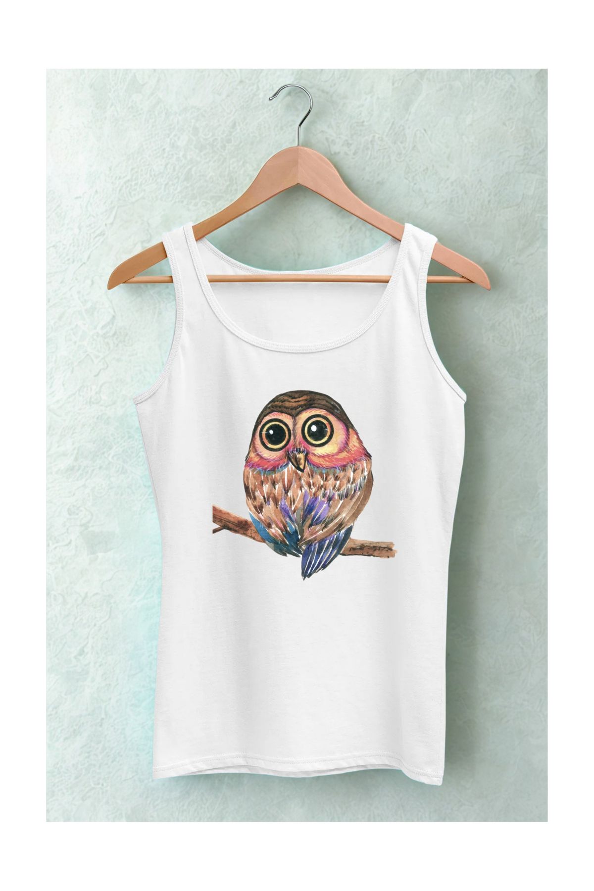 MODA Baykuş Desenli,Pamuklu,Kaliteli Askılı T-shirt