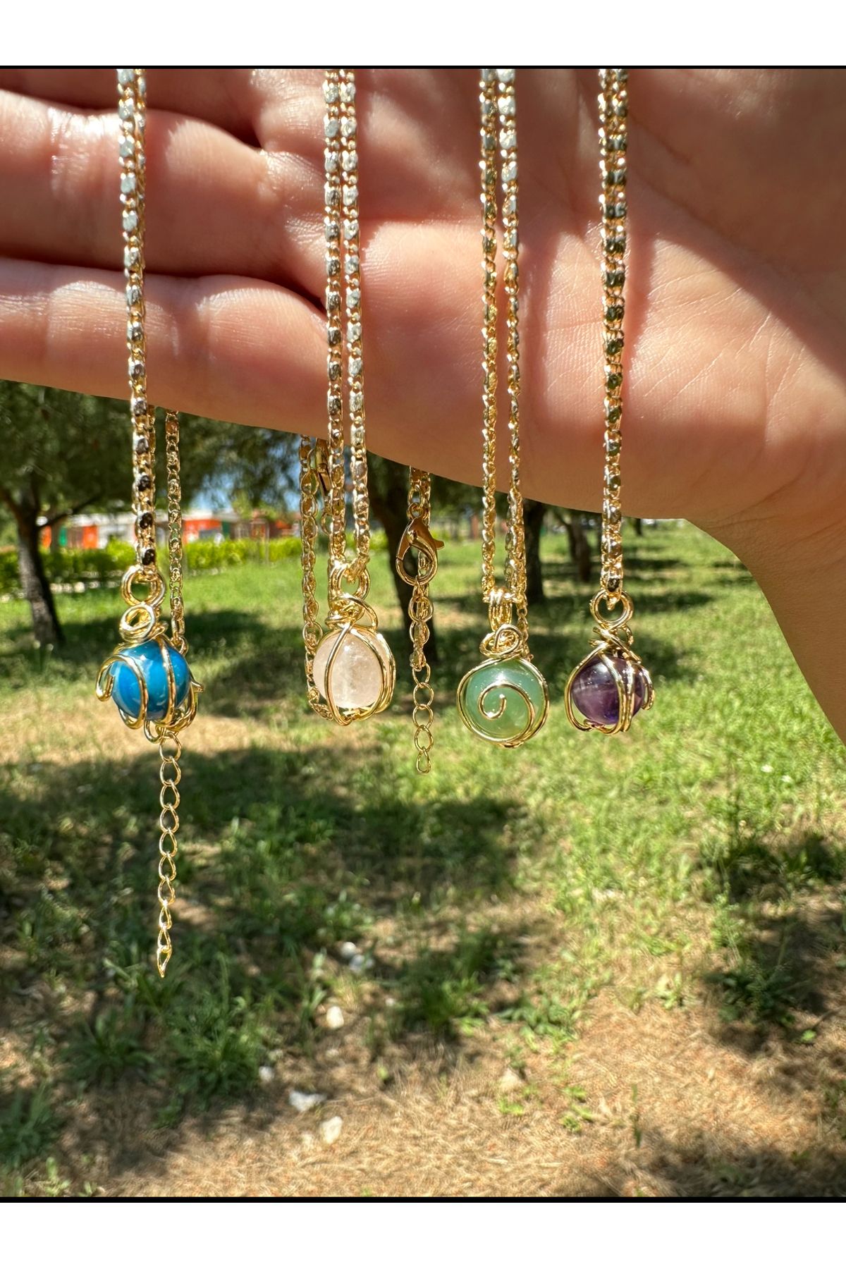Claritas Takı MOR Ametist Örme Desen Doğal Taş Kolye