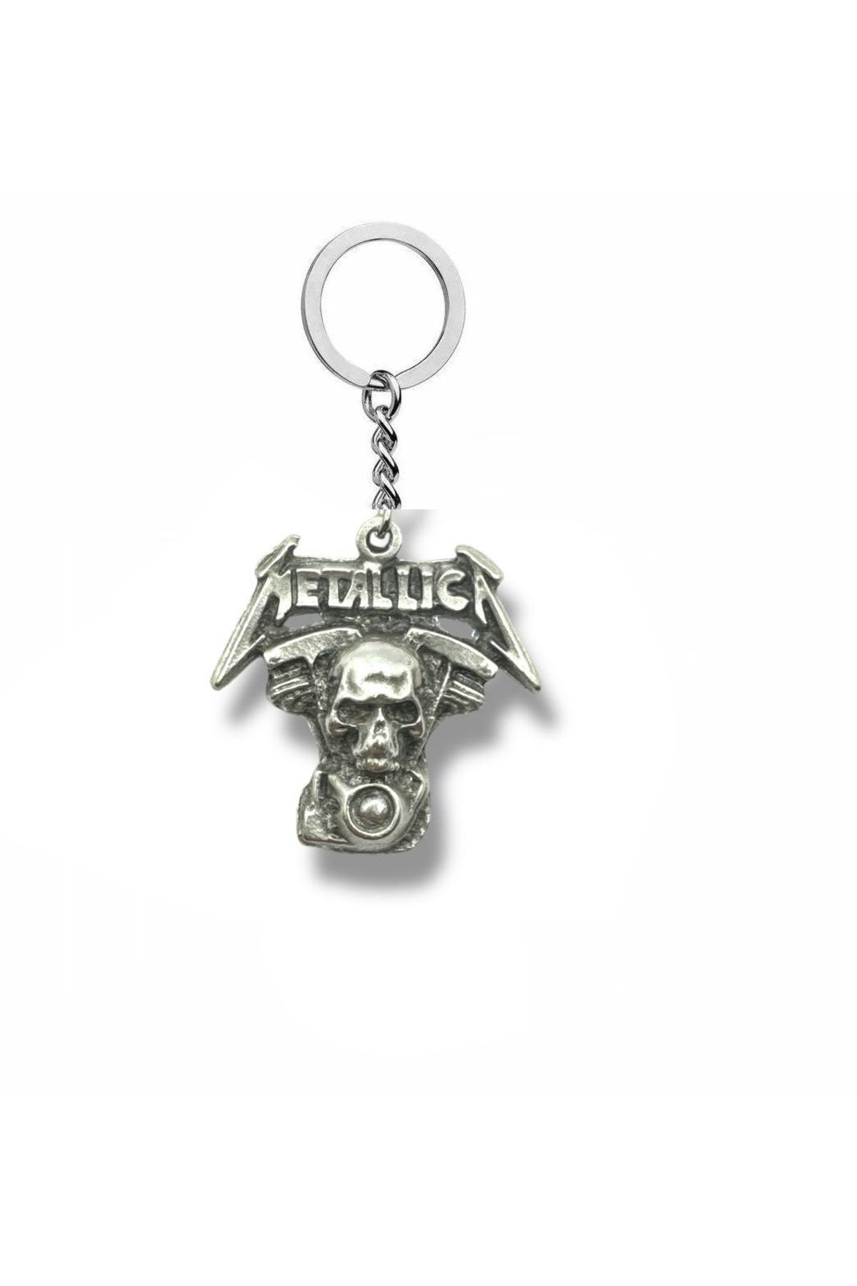 Herşey Nota Metallica Temalı Gümüş Renk Unisex Metal Anahtarlık – Rock ve Metal Aksesuar