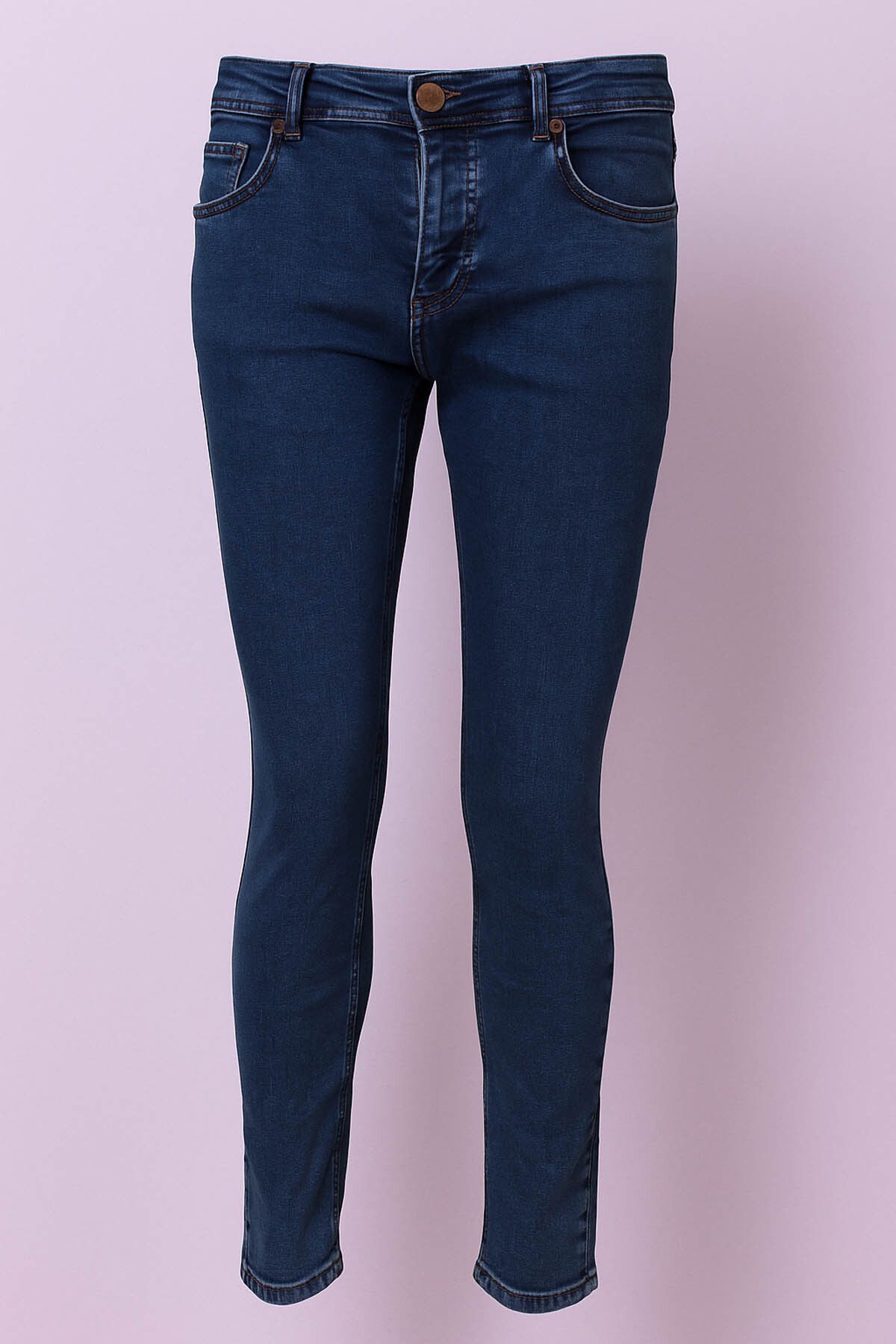 trender Likralı Mavi Erkek Jean Pantolon