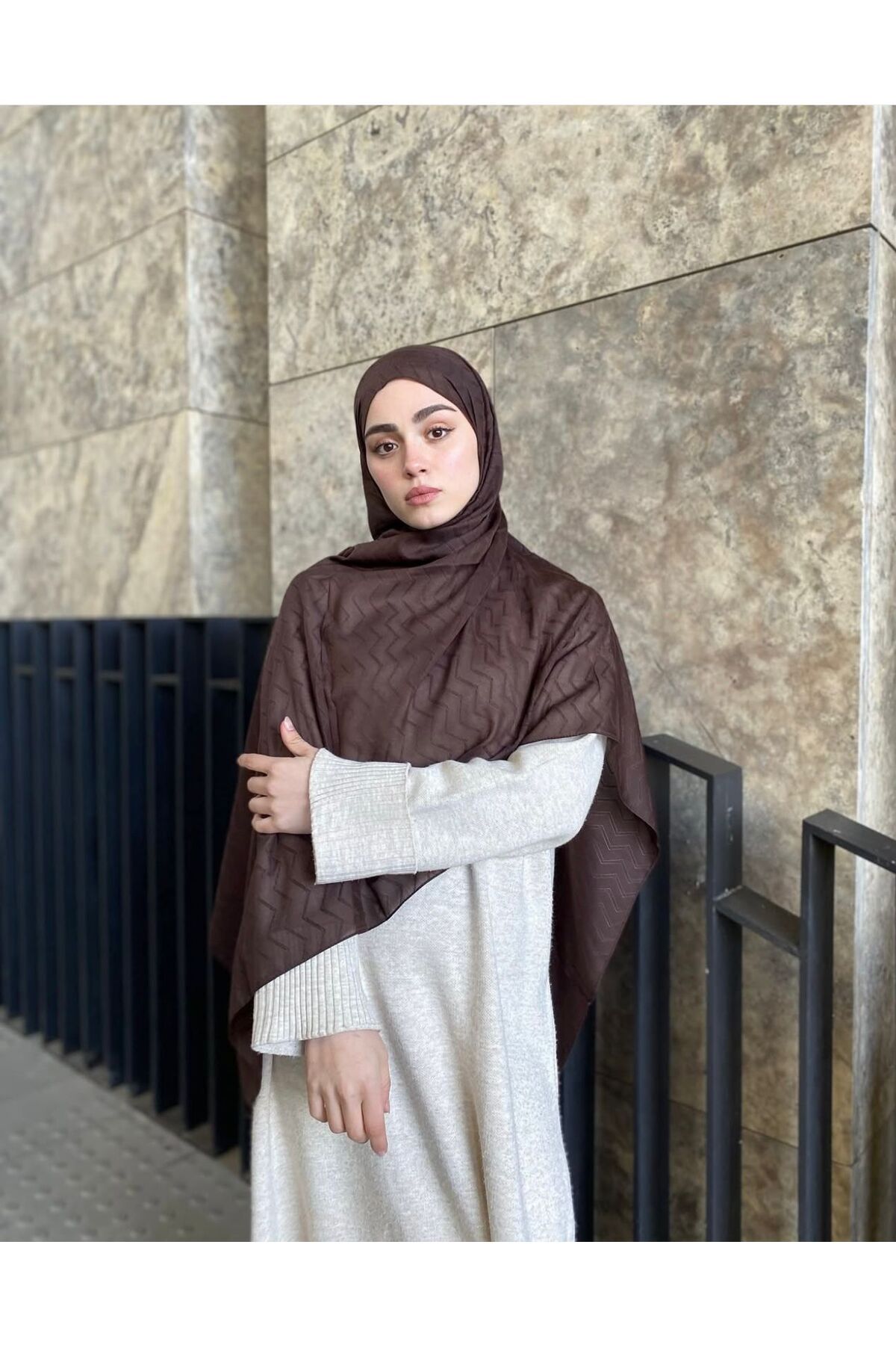 ELZE MODA A KALİTE PREMİUM DALGA DESENLİ JAKAR İPEK ŞAL