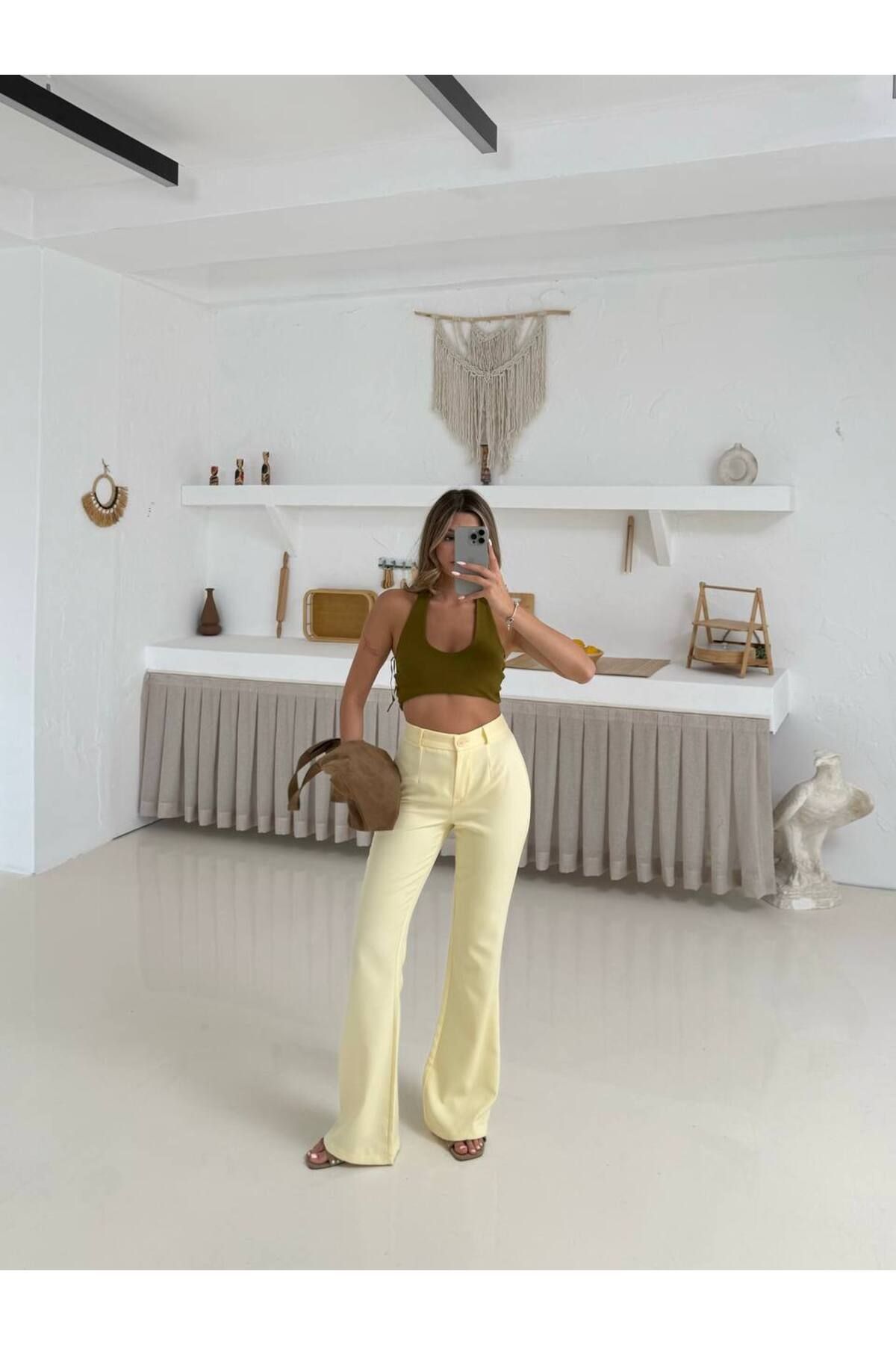 Castivo Fashion Yüksek Bel Düz Paça Pantolon