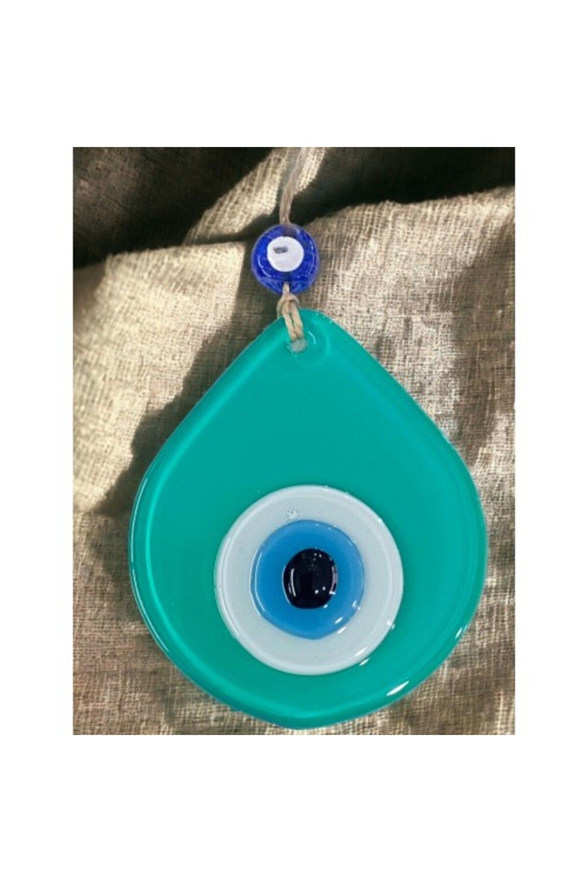SAVA HOME COLLECTİON Orta Boy Açık Yeşil Damla Desen Nazar Boncuklu Duvar Dekoru Cam Duvar Süsü