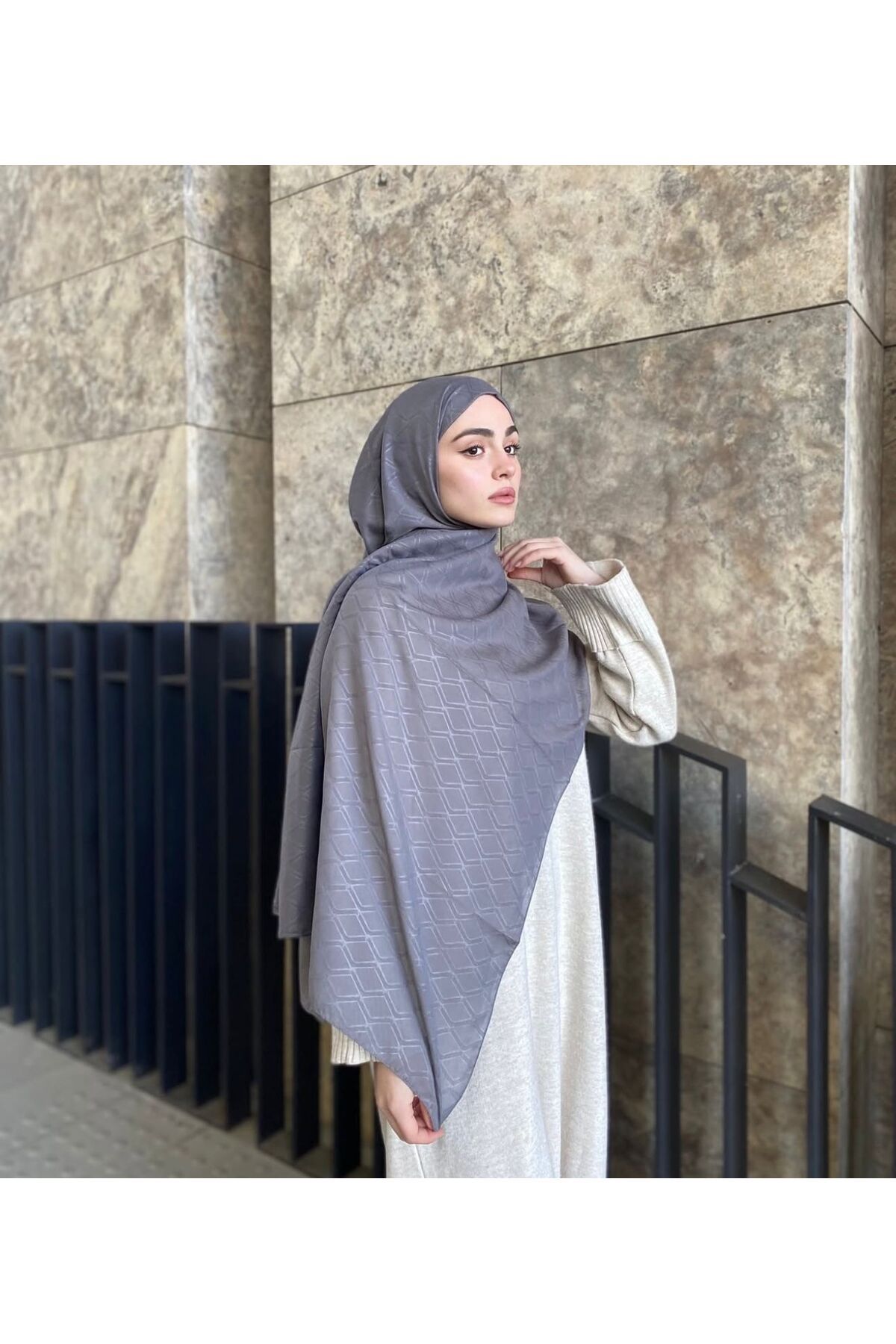 ELZE MODA A KALİTE PREMİUM DALGA DESENLİ JAKAR İPEK ŞAL