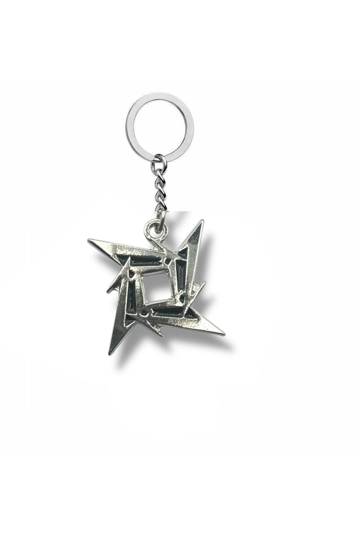Herşey Nota Metallica Ninja Star Gümüş Renk Unisex Metal Anahtarlık – Rock ve Metal Aksesuar