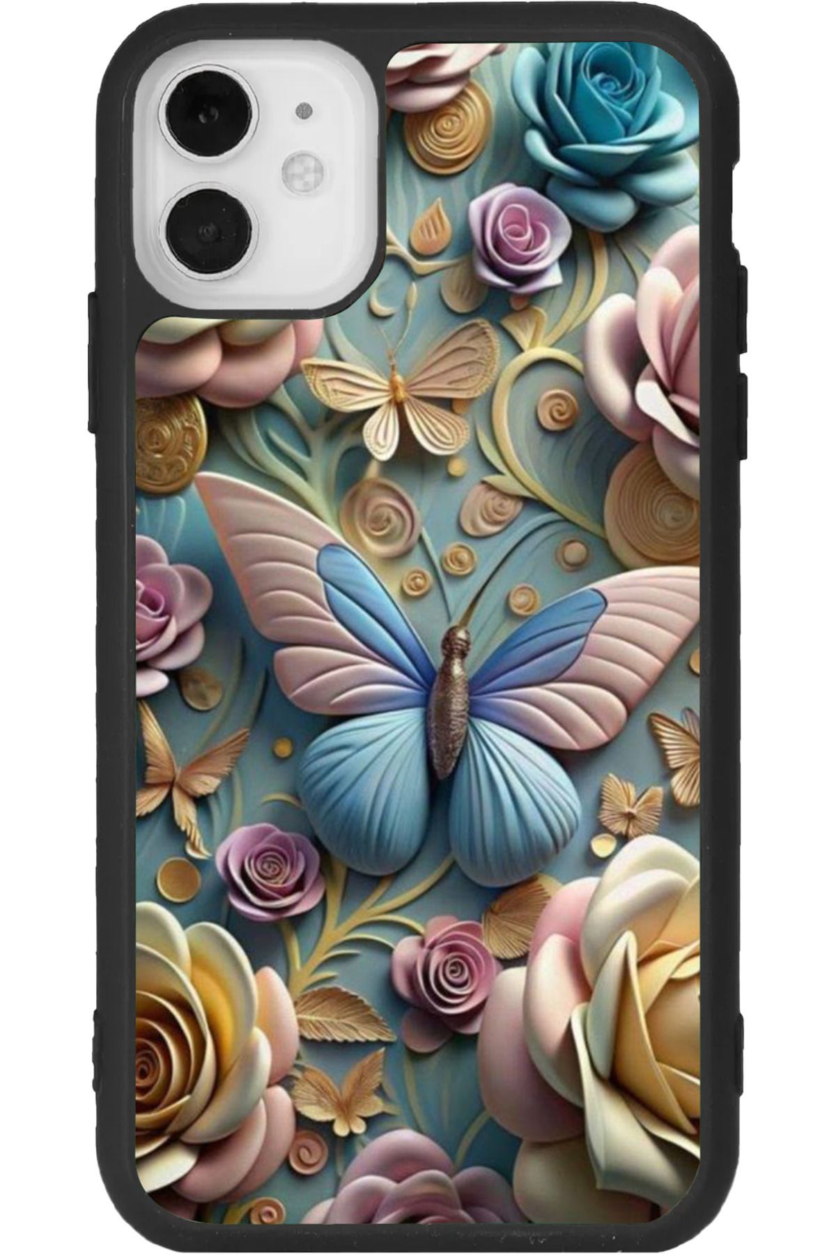 Aksel Kılıf iphone 12 Uyumlu Baskılı, Mat Siyah Renk, Yumuşak Silikon, Koruyucu, Şok Emici Kapak, Kılıf