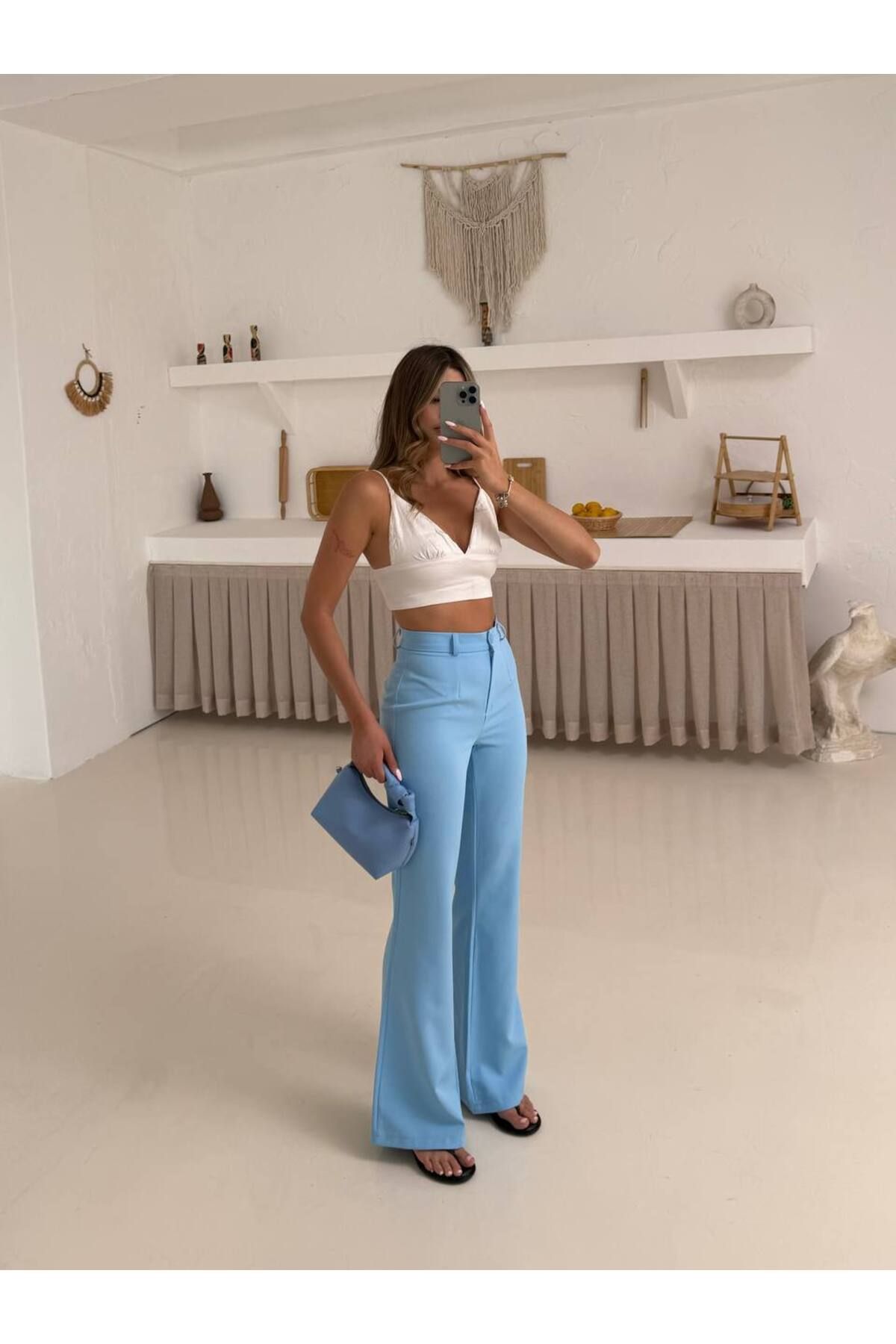 Castivo Fashion Yüksek Bel Düz Paça Pantolon