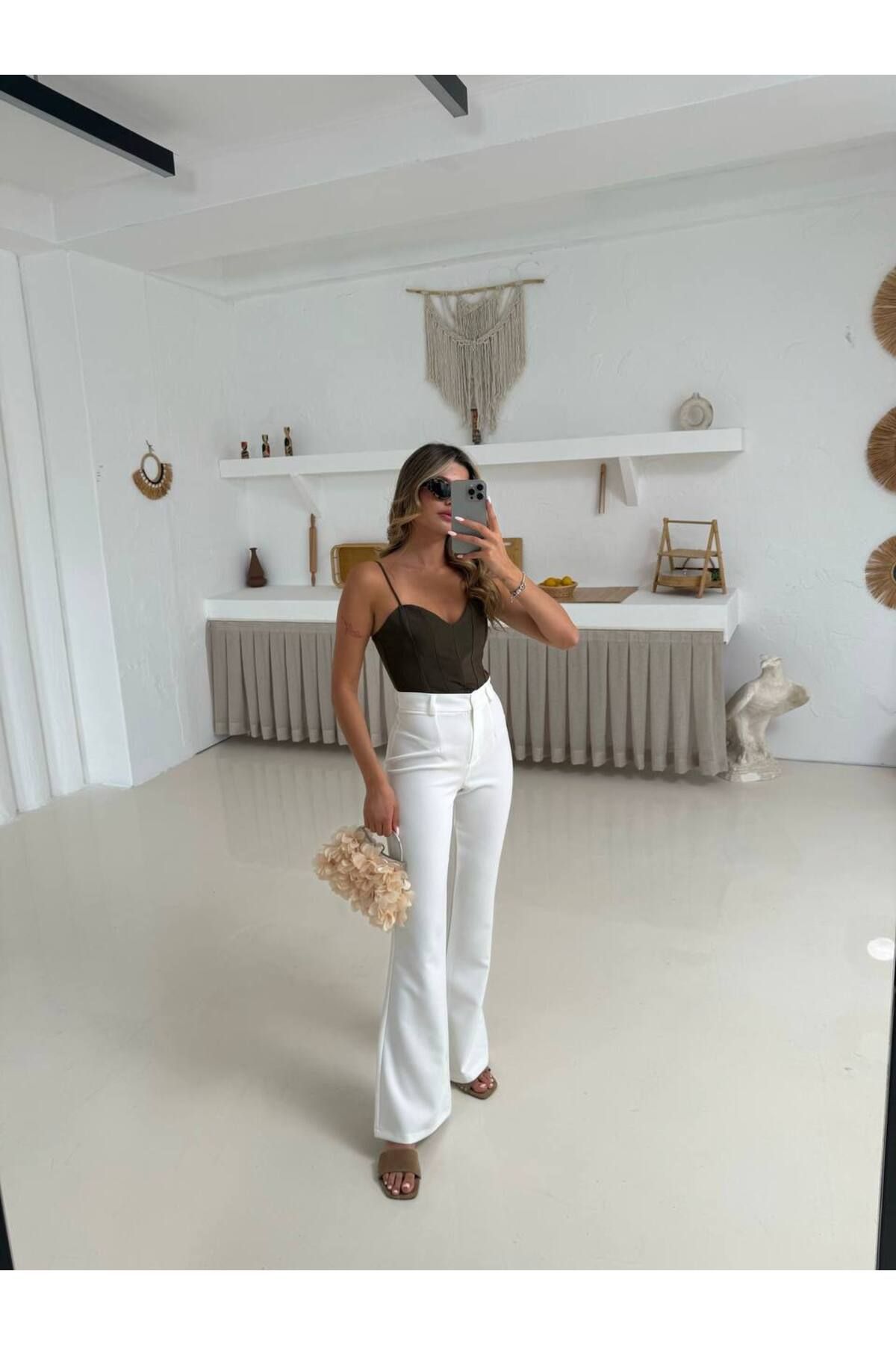 Castivo Fashion Yüksek Bel Düz Paça Pantolon