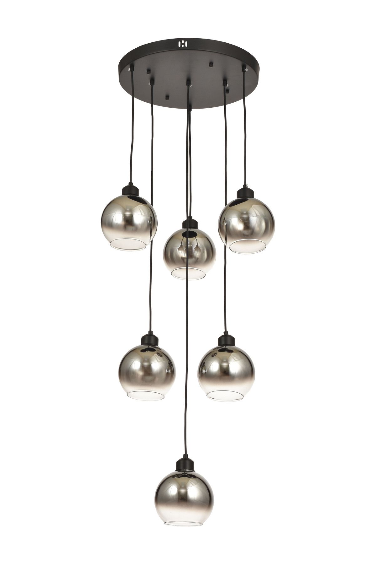 Avizemoda Side 6 lı Krom Camlı Salon Oturma Odası Modern Sarkıt Avize - (Siyah Kasa)