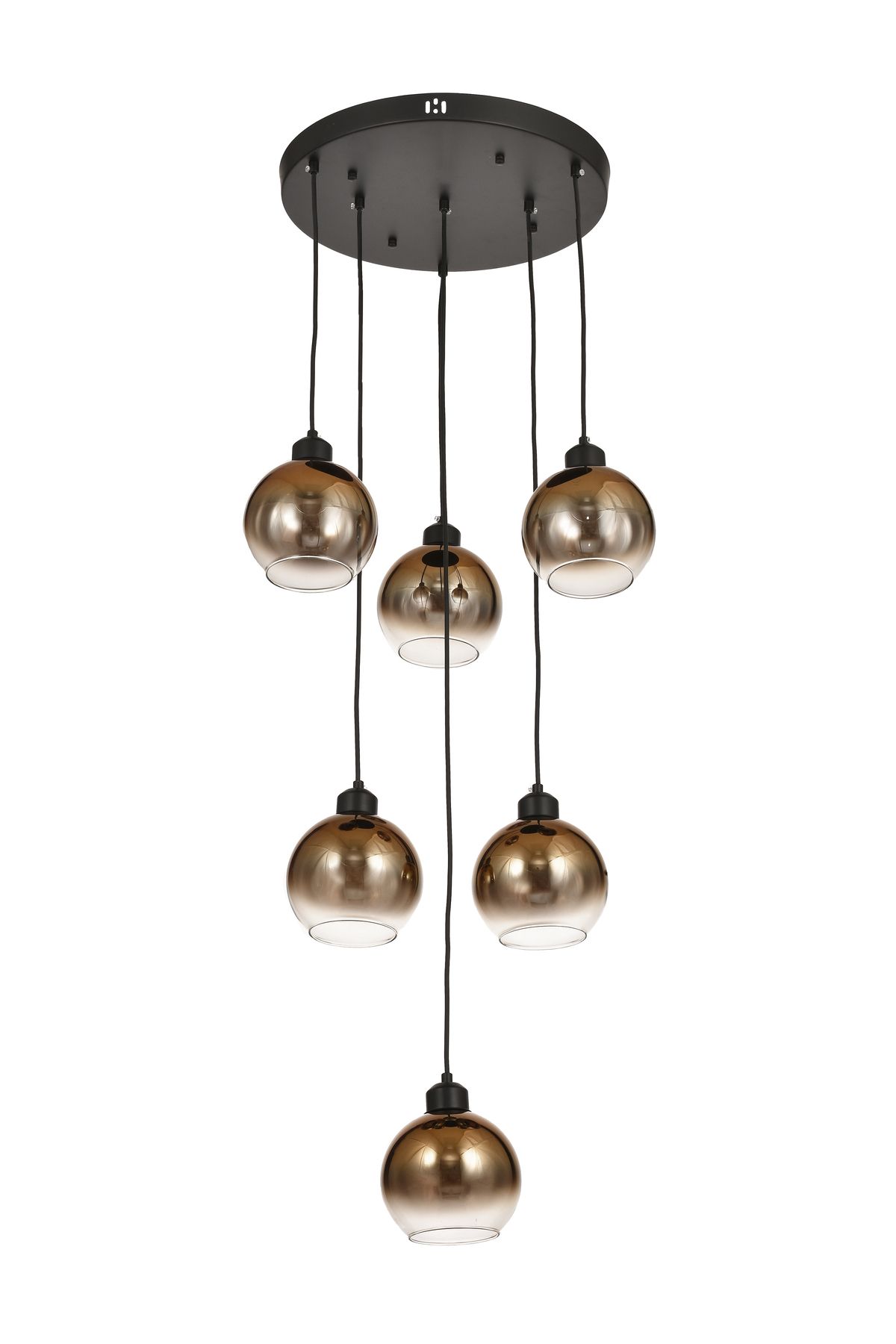 Avizemoda Side 6 lı Kahve Camlı Salon Oturma Odası Modern Sarkıt Avize - (Siyah Kasa)