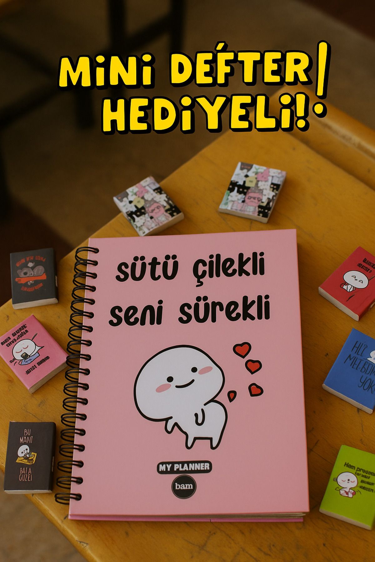 HEY GİDİ GİFT Sevimli Mini Defter Hediyeli Konuşan Ajanda - Tarihsiz Ajanda - Çelik Spiralli - Özel Seri