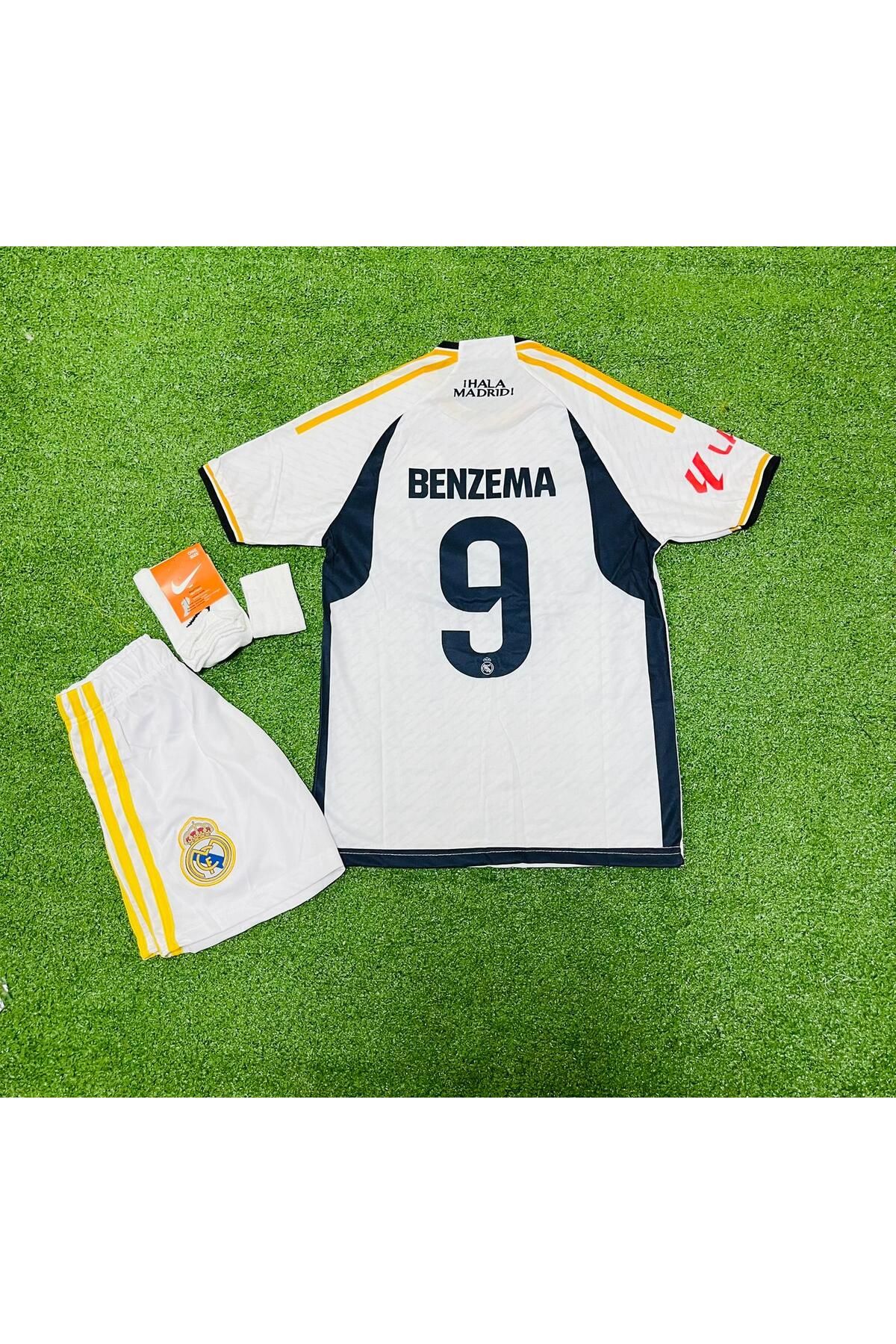 Marka Extra R.e.a.l M.a.d.r.i.d 2023 2024 SEZON BEYAZ Çocuk Forması 4'Lü Set KARİM BENZEMA 9