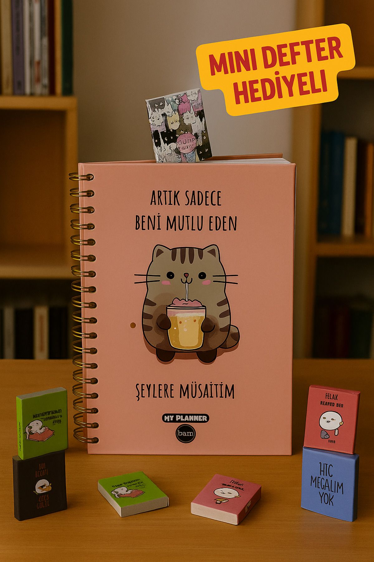 HEY GİDİ GİFT Sevimli Mini Defter Hediyeli Konuşan Ajanda - Tarihsiz Ajanda - Çelik Spiralli - Özel Seri