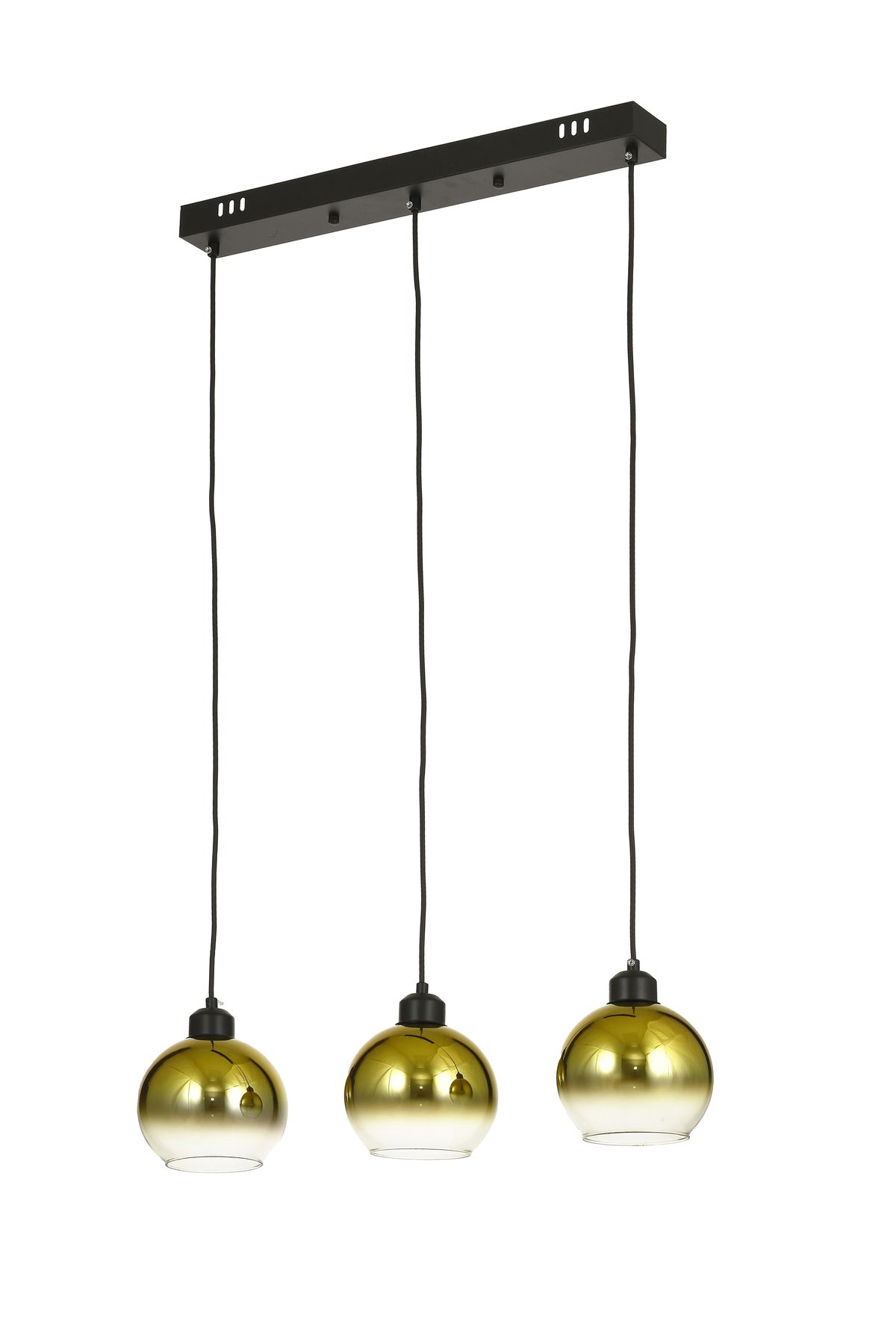 Avizemoda Side 3 lü Yemek Masası Üstü Gold Camlı Modern Sarkıt Avize - (Siyah Kasa)