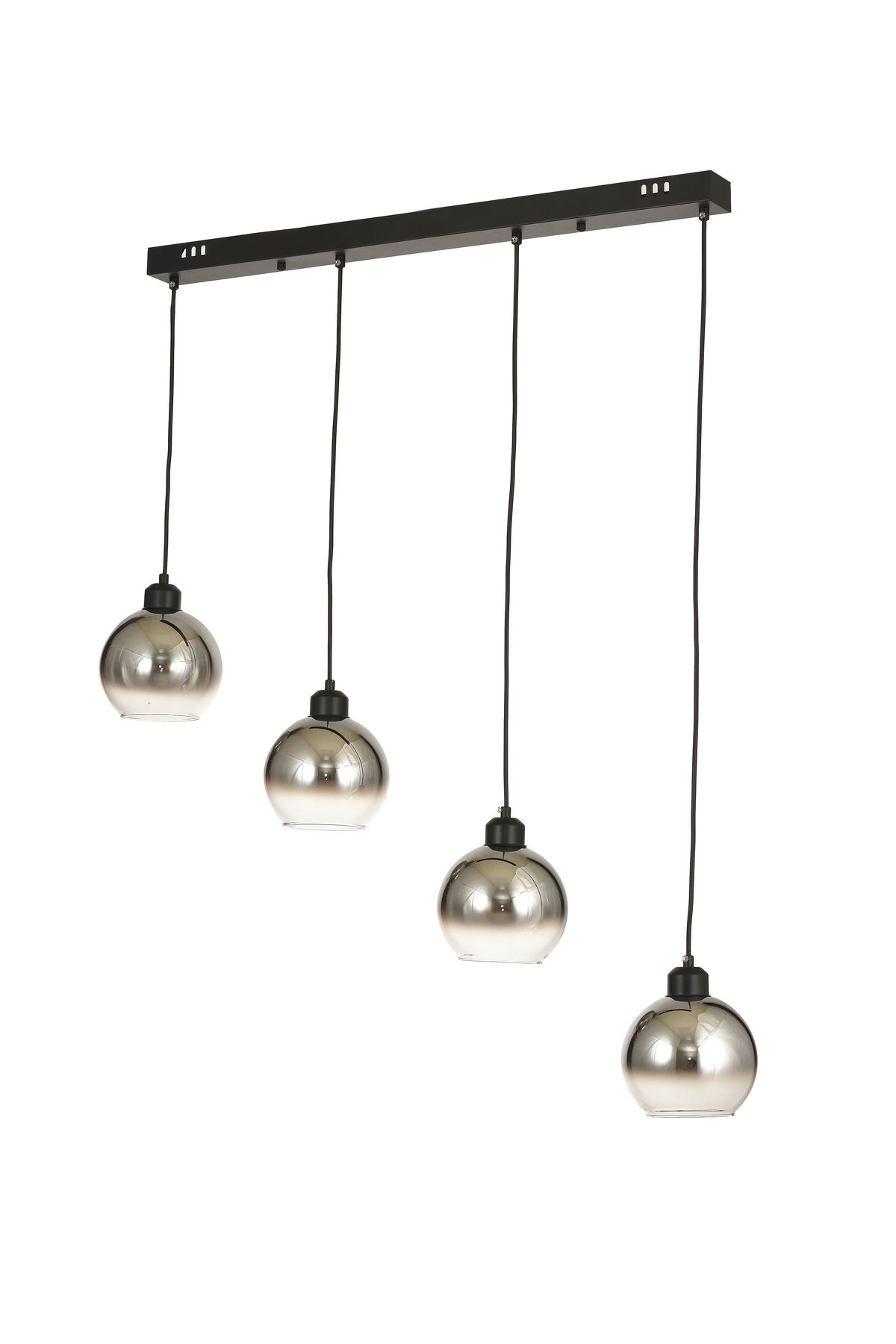 Avizemoda Side 4 lü Yemek Masası Üstü Krom Camlı Modern Sarkıt Avize - (Siyah Kasa)