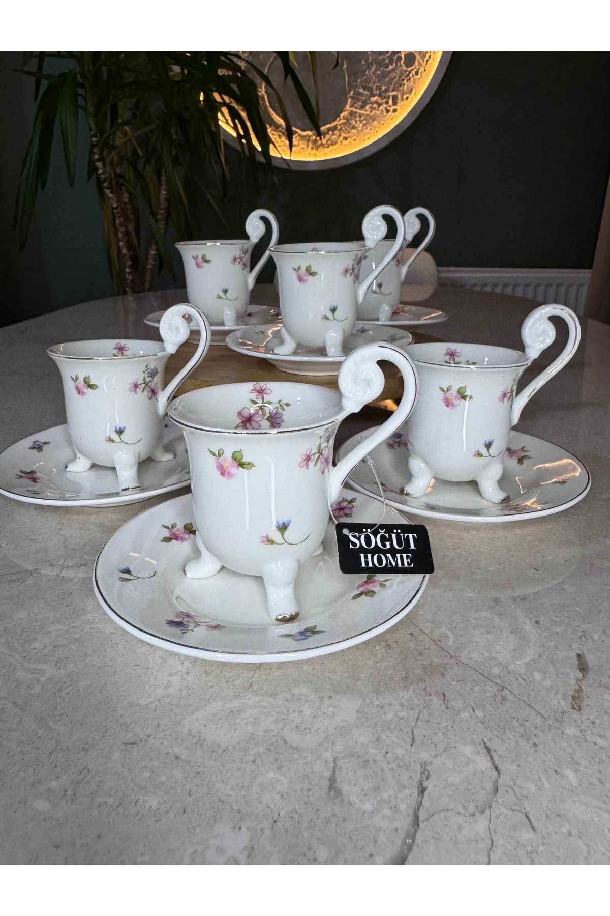 söğüthome 3 Ayaklı Vintage Tasarım Fincan Takımı