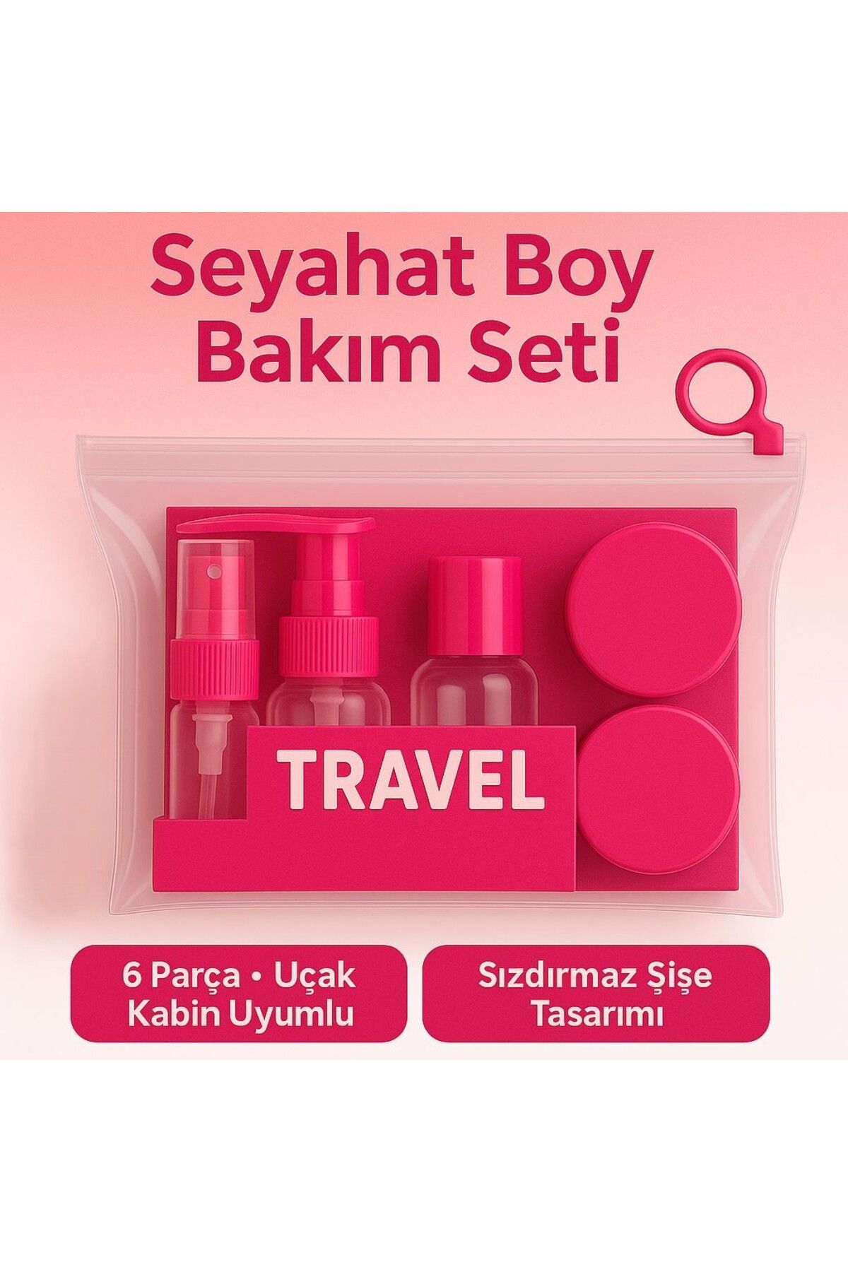 TARIK HOME 5 Parça Renkli Seyahat Bakım ve Kozmetik Seti, Uçak Kabin Uyumlu