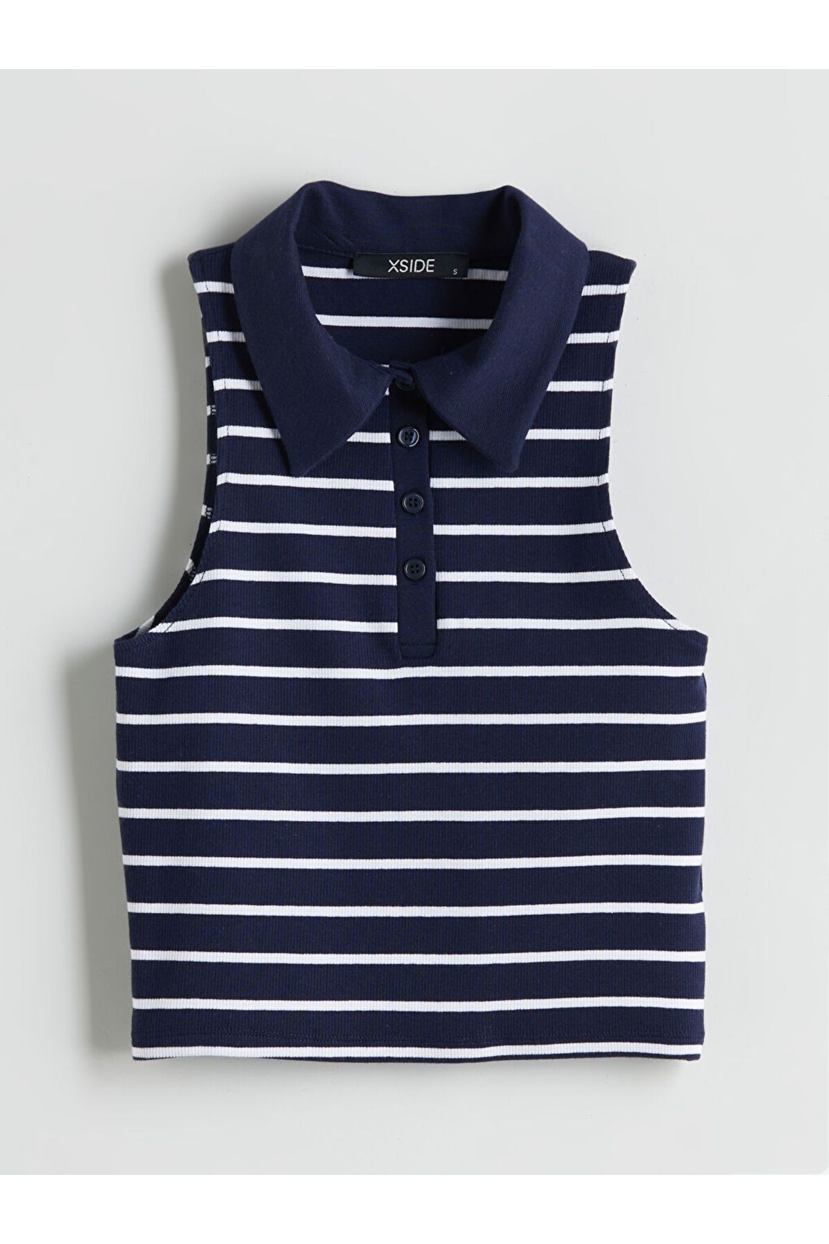 LC Waikiki Polo Yaka Çizgili Crop