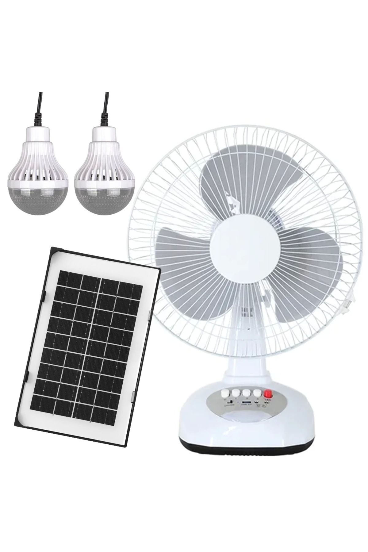 Nemere 3 Kademeli Fan Vantilatör Ampul - Ledli - Solarlı Powerbank
