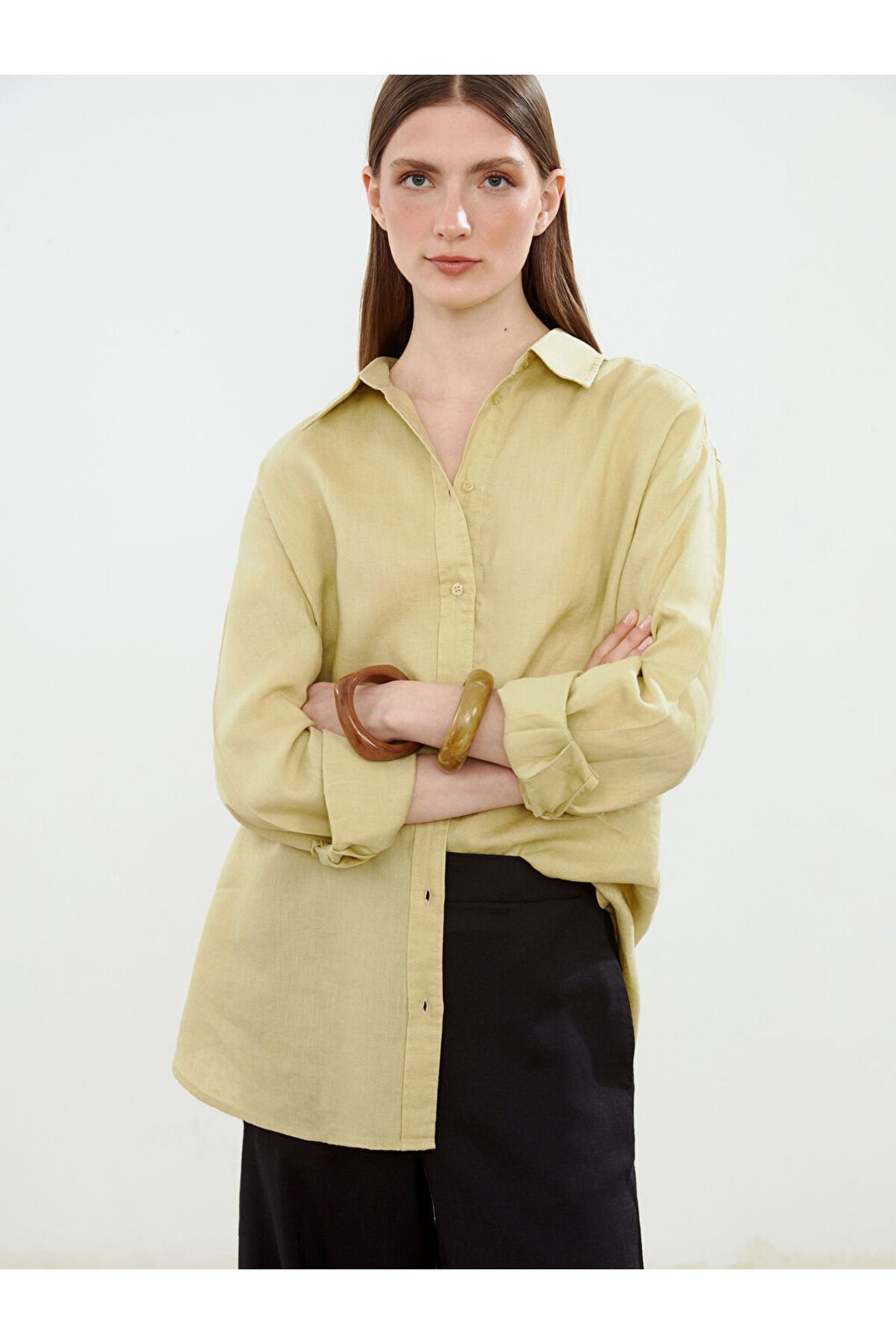 LC Waikiki LCW %100 Keten Kadın Gömlek Tunik