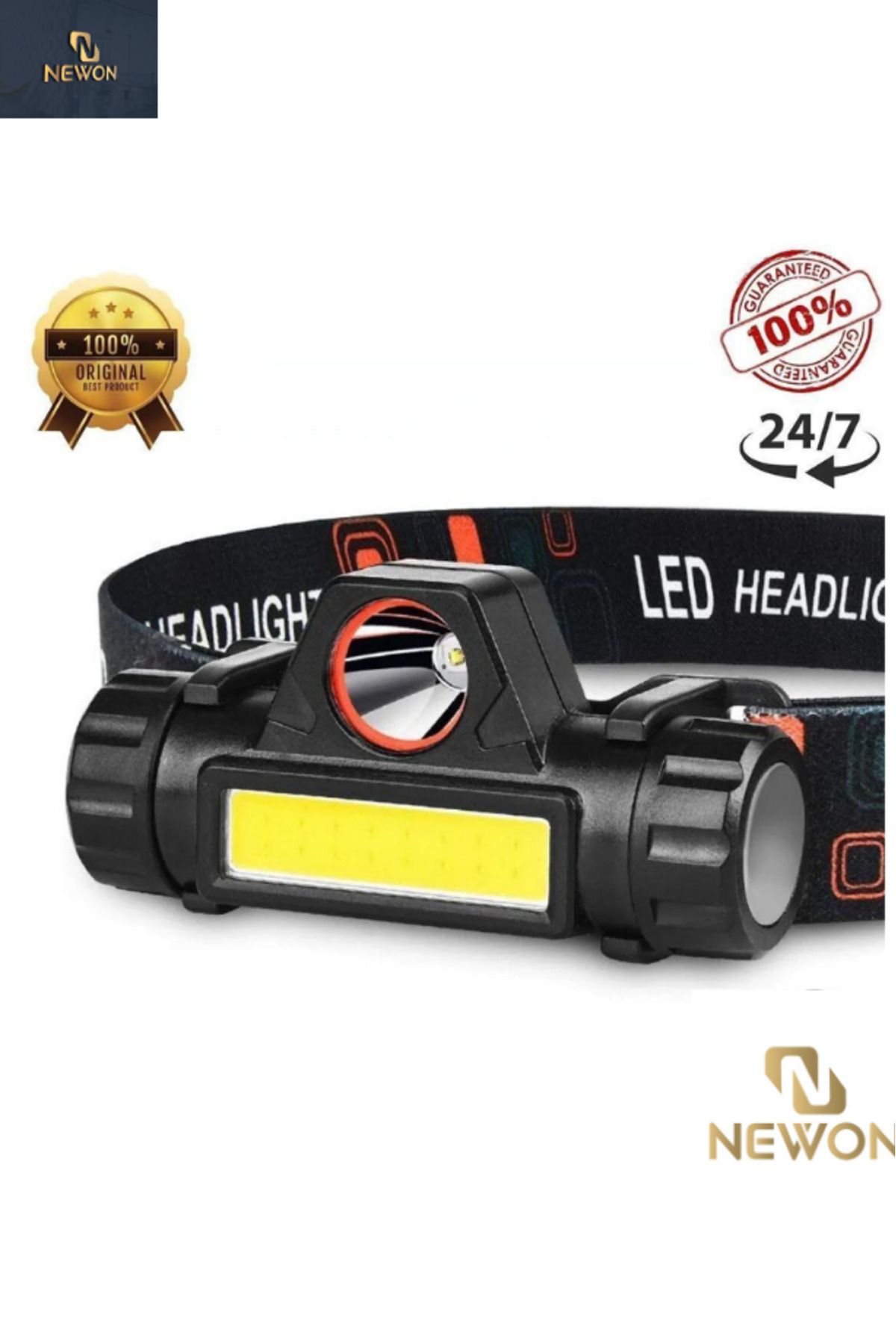 Newon Kafa Feneri Şarjlı Mıknatıslı Lityum Lion Pilli 1200 Lümen Cob Led Kafa Lambası Çalışma Lambası