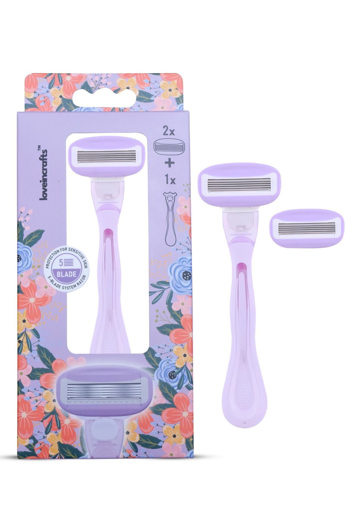 loveincrafts Luna 5 Bıçaklı Kadın Tıraş Makinesi - Hassas Ciltler için - 2 Yedek Başlıklı