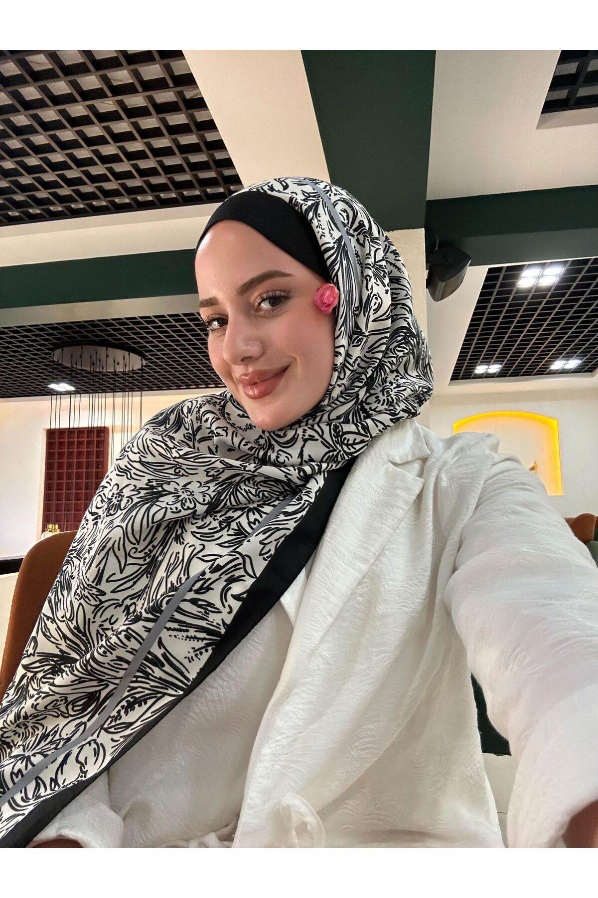 Oxygen Scarfs Fourty Floral Desen Pamuk İpek Şal-202343