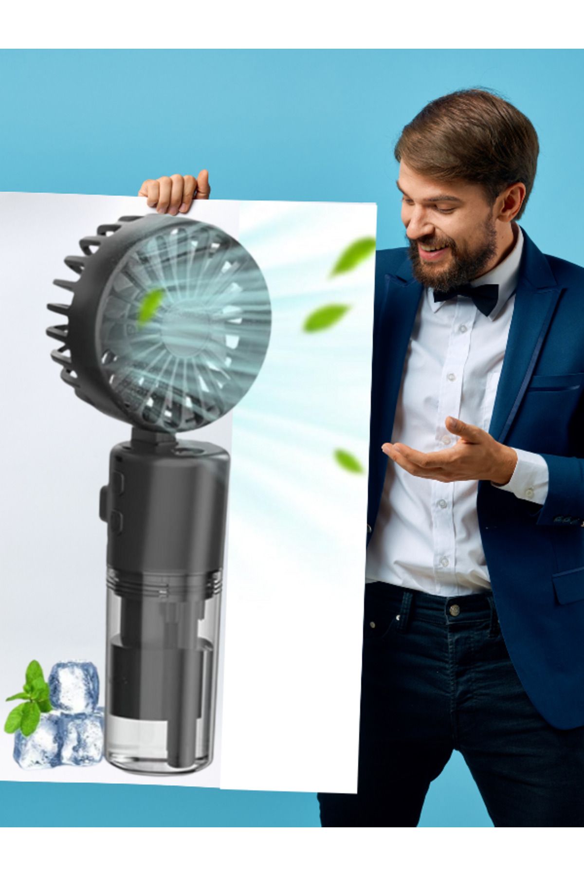 Arya Su Hazneli Mini El Fanı - Sprey Buharlı, Taşınabilir, USB Şarjlı, Sessiz Motorlu Serinletici Fan
