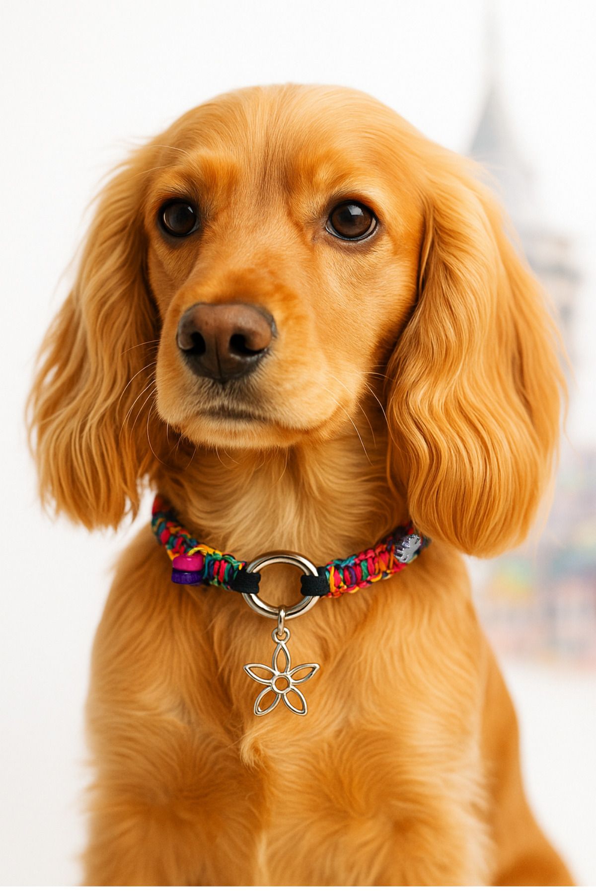 She Sells Kuçiko Çok Renkli Çiçek Detaylı Köpek Kolyesi
