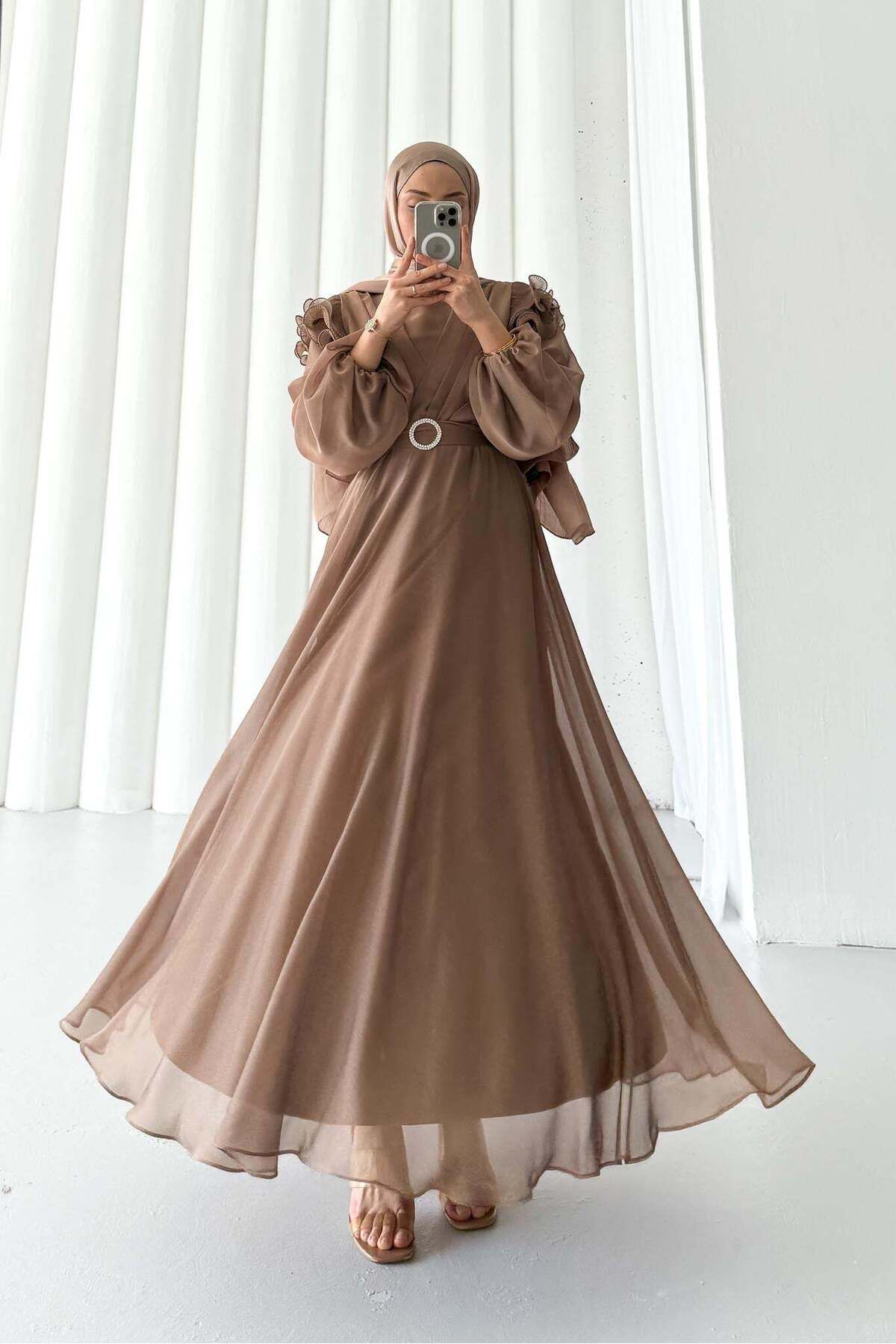 Rimel Moda Suzana Abiye Elbise Bakır