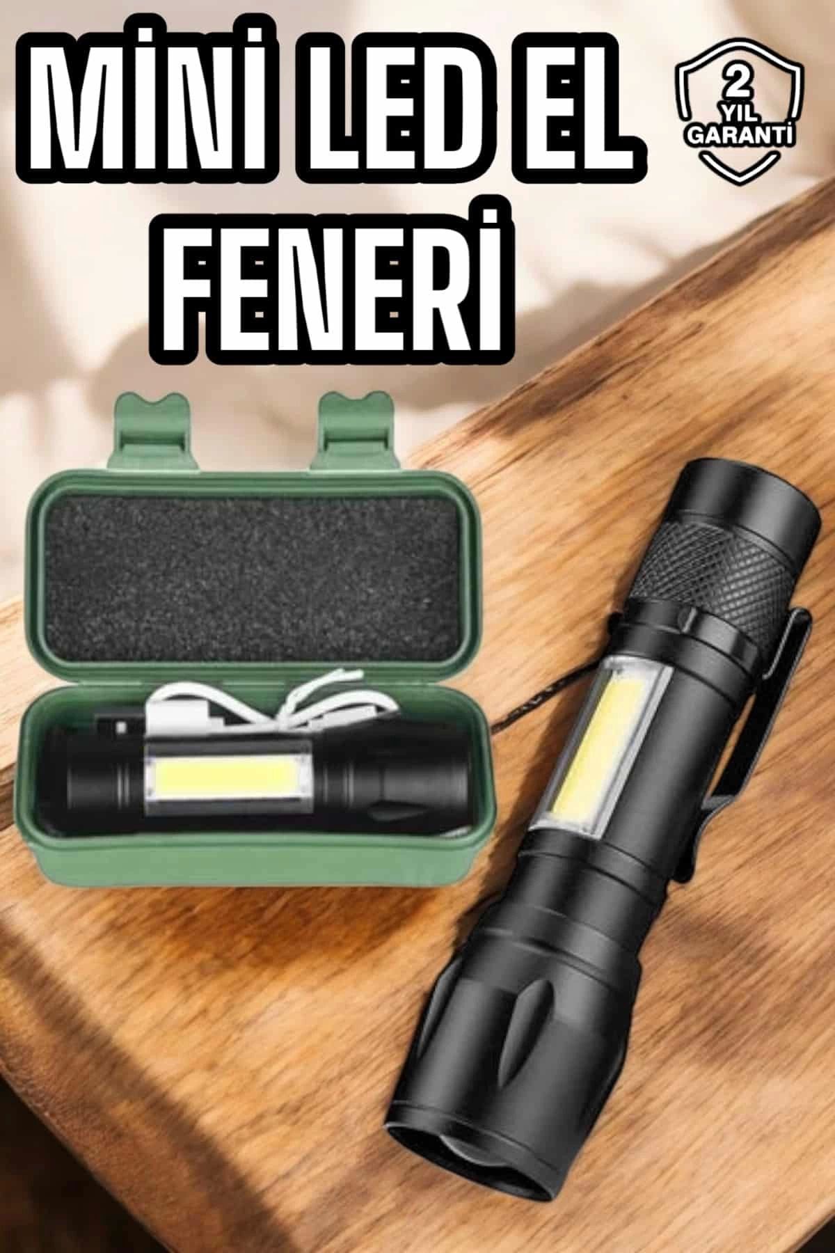 feifei Şarjlı Metal Zoomlu El Feneri Işıldak Led Işık Taşınabilir El Lambası