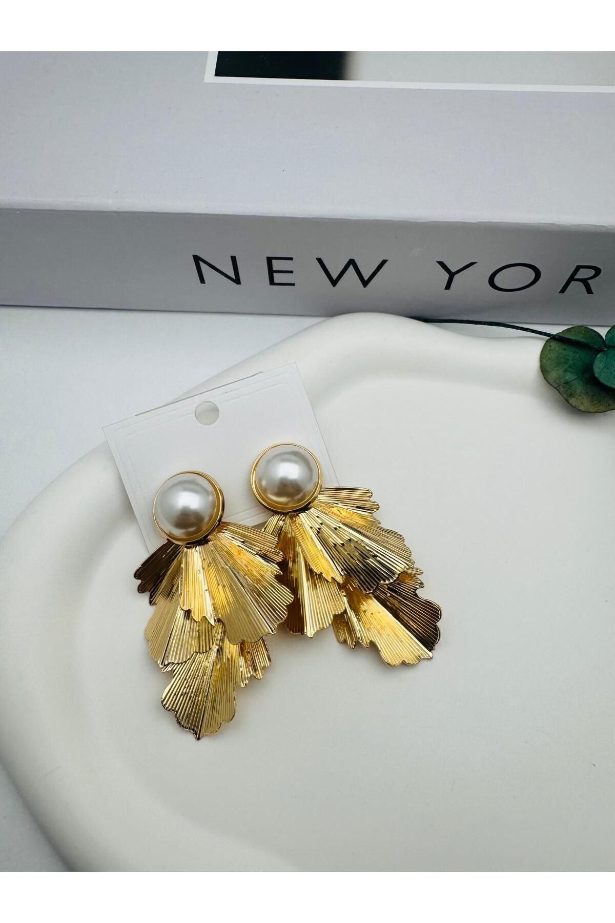 HEDİYELANDY İnci Detaylı Küpe (Gold) Kp524