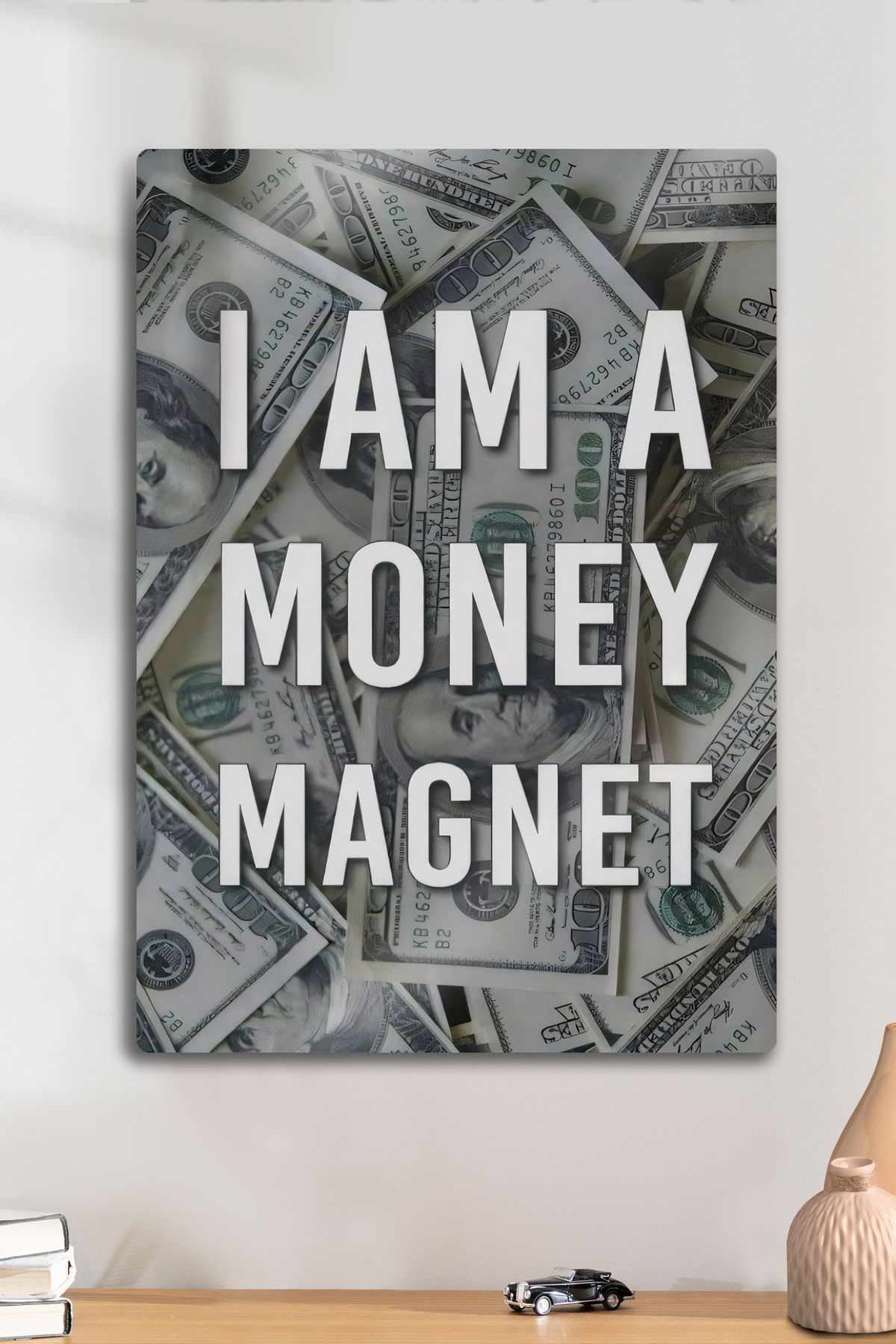 DekorHane Metal Baskı - Money, Para, Dolar Motivasyon Dekoratif Tablo, Manifest