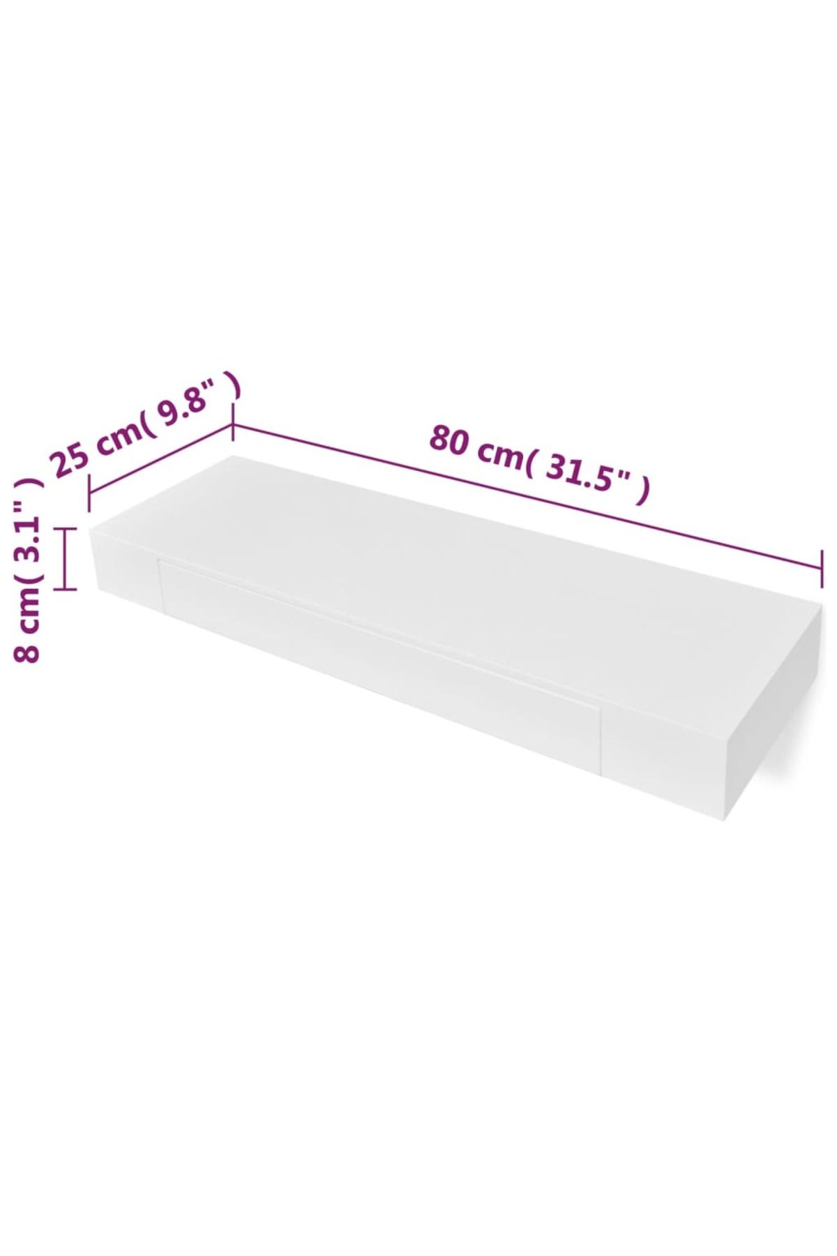vidaxl-White MDF Floating Wall Display Shelf 1 Drawer Book/DVD Storage 3