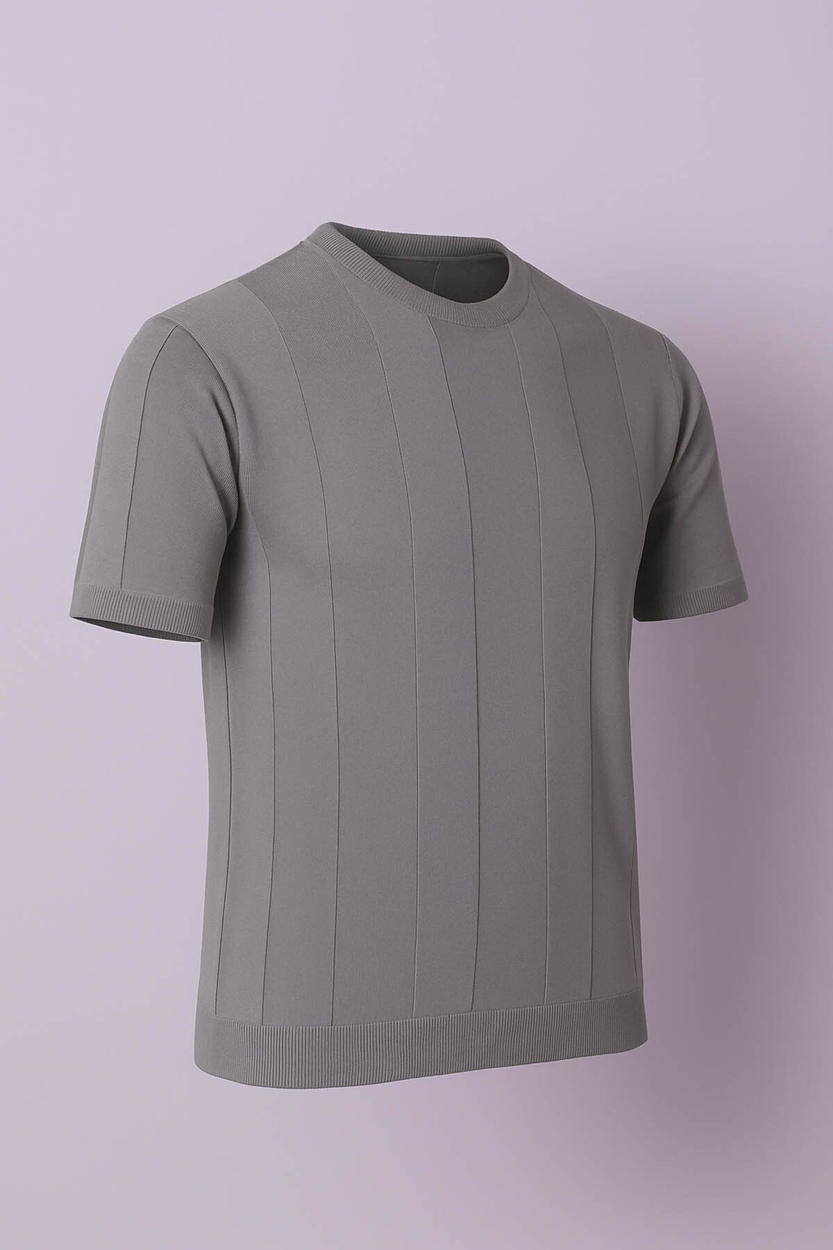 trender-Tricou pentru bărbați, gri, cu decolteu O, 100-4015 2