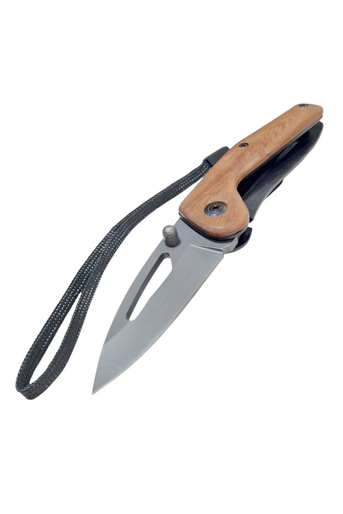DENİZBİLİŞİM Taktik Çakı Küçük Paslanmaz Çelik Ahşap Sap 15 Cm