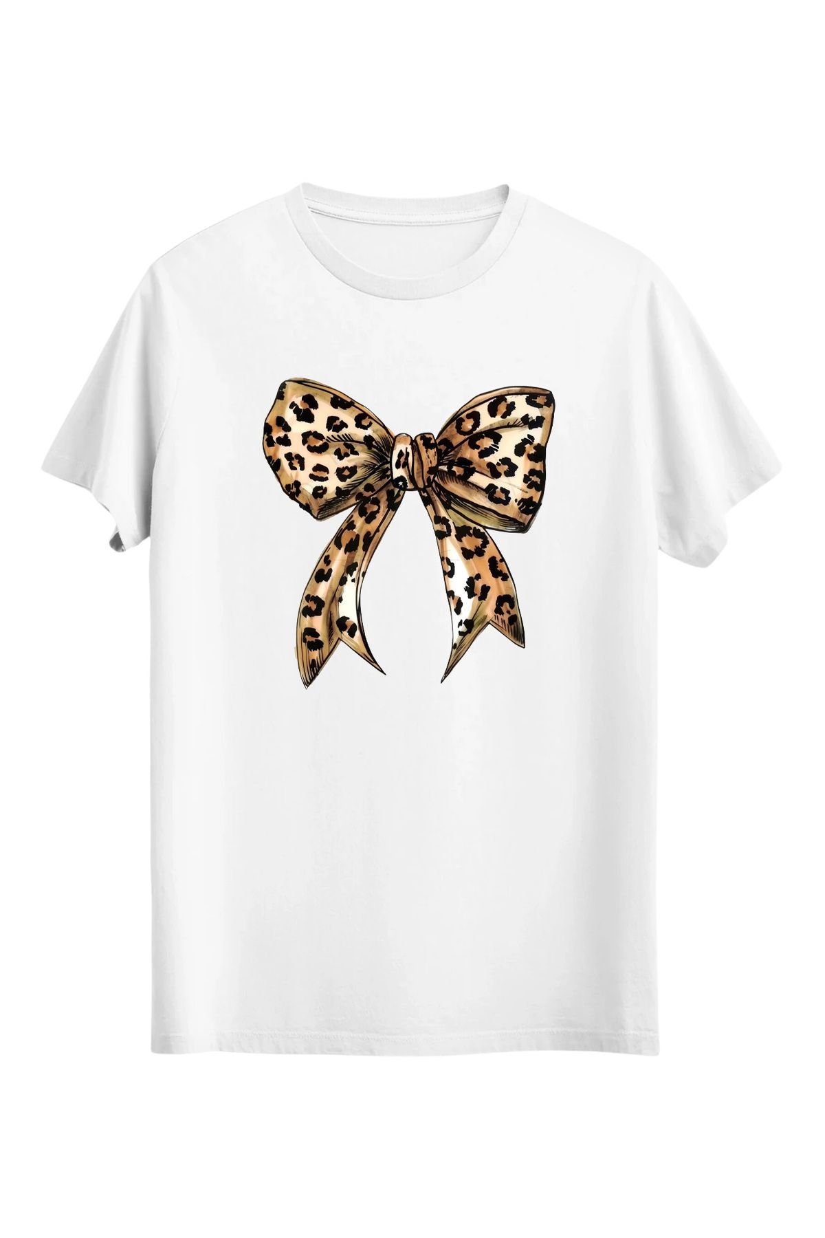 srcmarket Leopar Desenli Kurdela Baskılı Unisex Tshirt