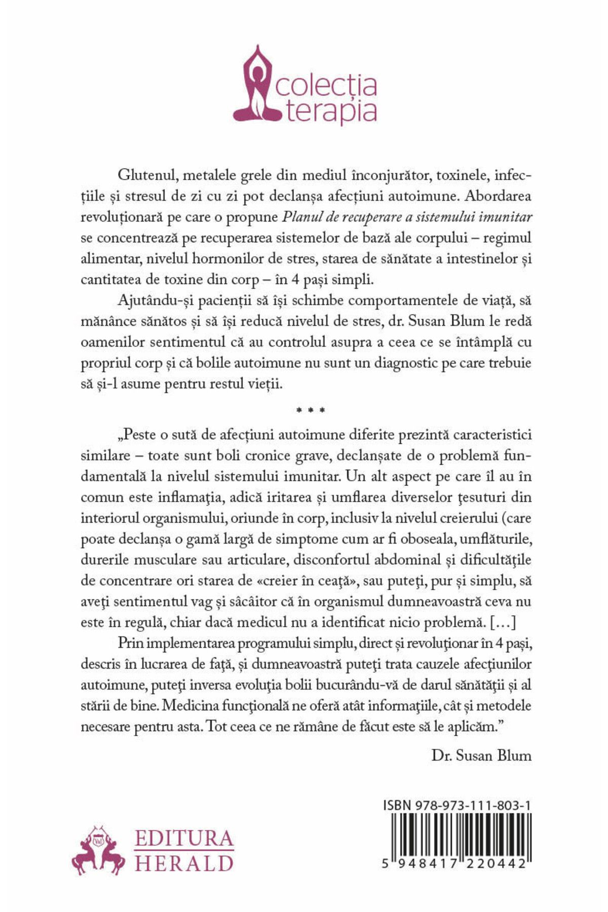 Editura Herald-Planul de recuperare a sistemului imunitar - Un program în 4 pași recomandat pentru tratarea bolilor autoimune 3