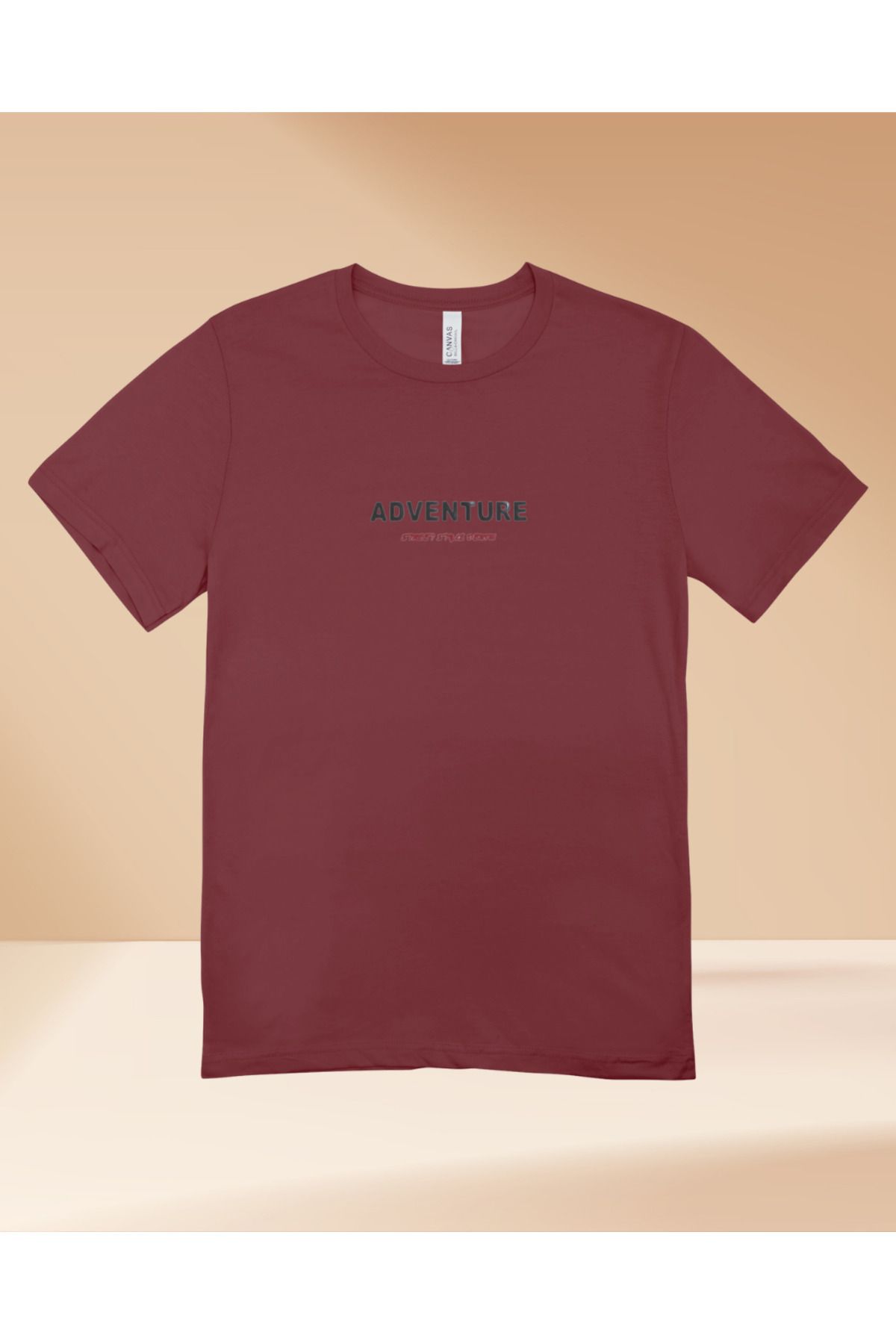 stilistas %100 Pamuklu Oversize Kabartma Baskılı Bisiklet Yaka Adventure Tişört - Günlük T-shirt