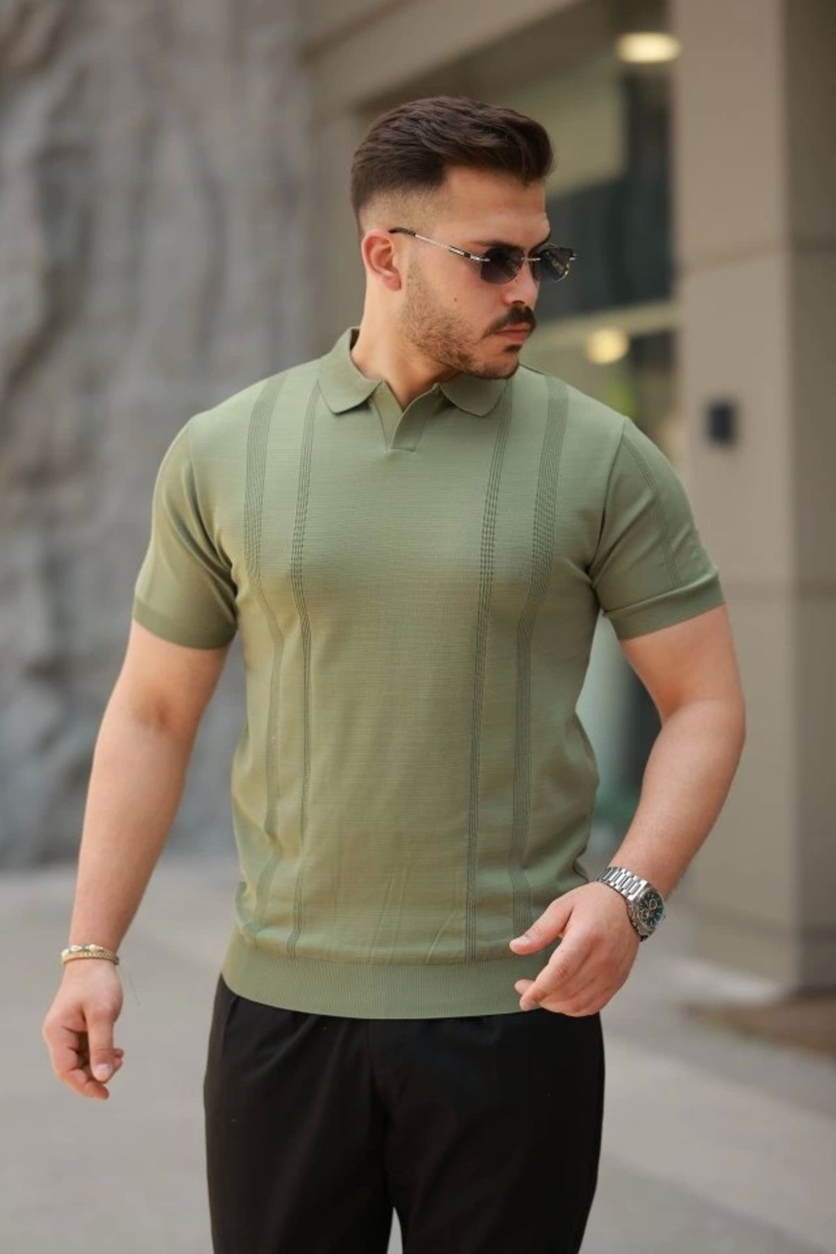 Butik Erkek Hemşire Yaka Kısa Kollu Tişört
