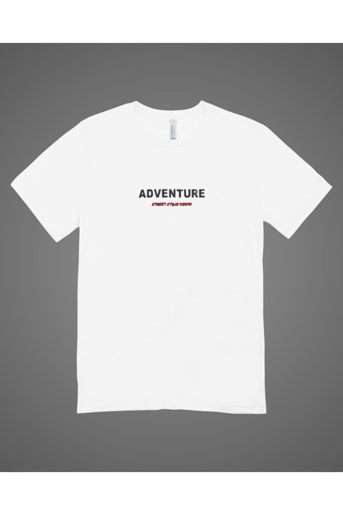 stilistas %100 Pamuklu Oversize Kabartma Baskılı Bisiklet Yaka Adventure Tişört - Günlük T-shirt