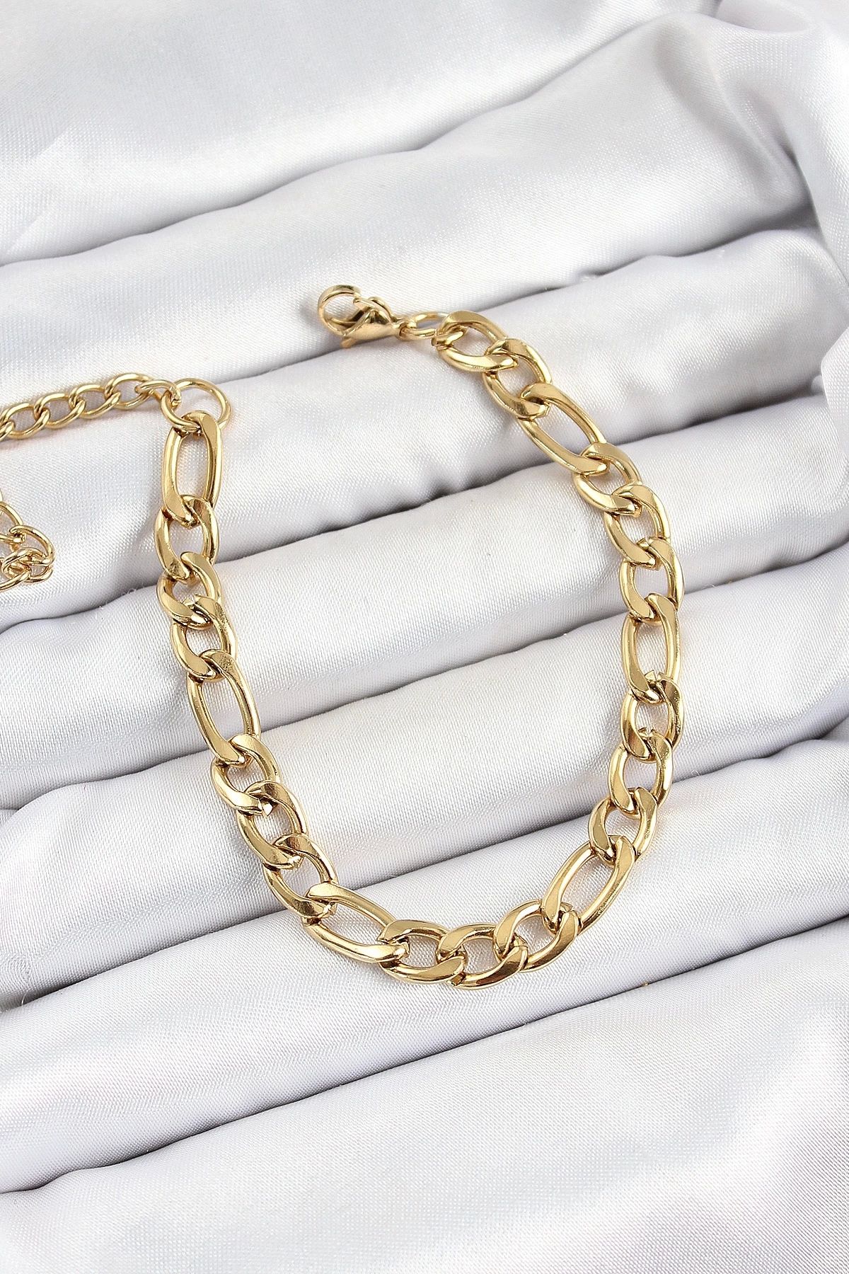 GLIMMERY 316L Çelik Gold Renk Kalın Zincir Erkek Bileklik