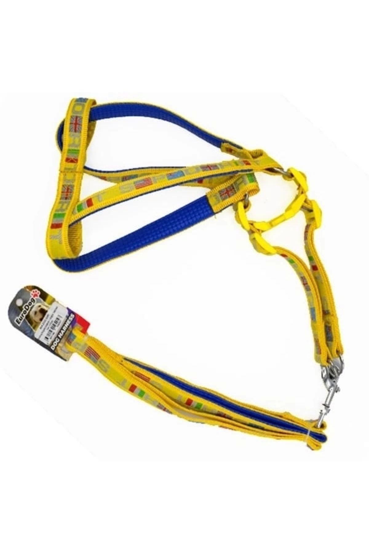 thebestnzm Euro Dog Köpek Uzatma Tasması ve Göğüs Tasması Takımı Sarı 20 Mm 120 Cm