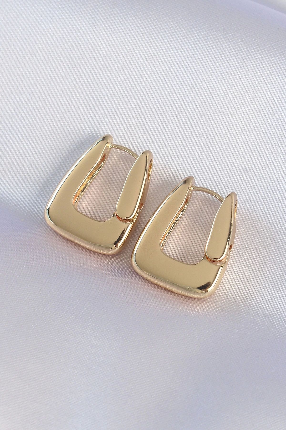 Nemere Pirinç Gold Renk Kalın Küpe - TJ-BKP8978