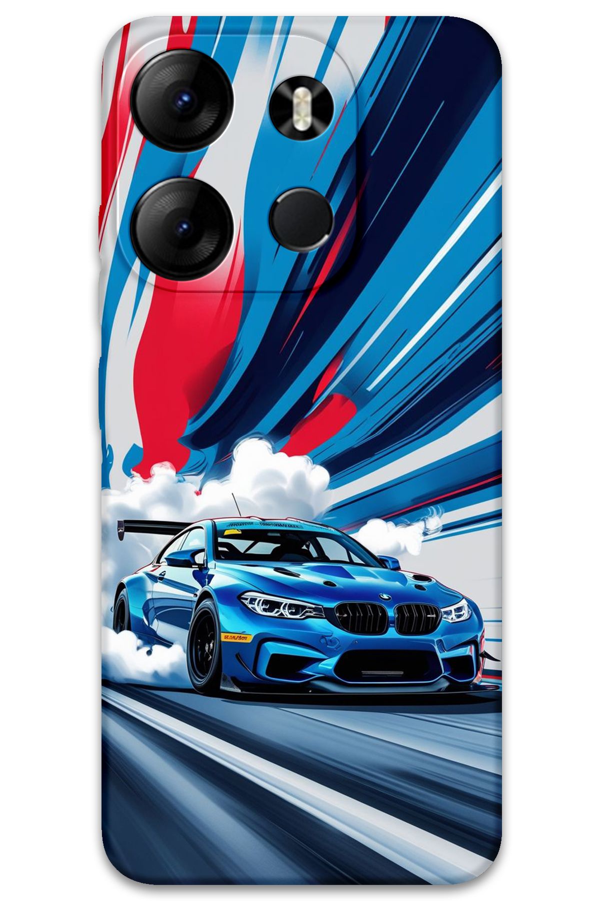 Gramaphone Tecno Spark Go 2023 Uyumlu Araba Desenli Telefon Kılıfı + Ekran Koruyucu - 5762