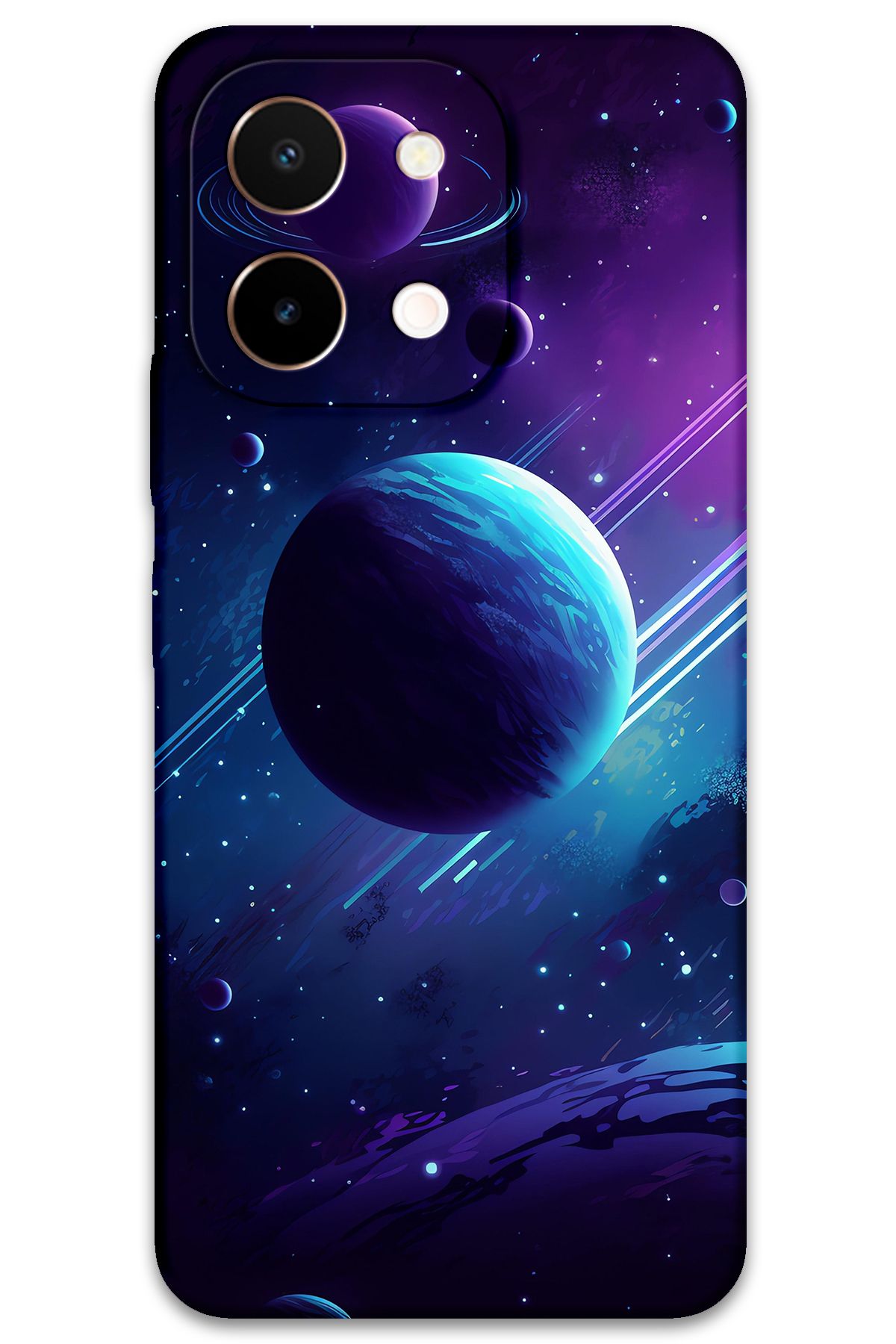 Gramaphone Vivo Y28 Uyumlu Uzay Desenli Telefon Kılıfı + Ekran Koruyucu - 5866