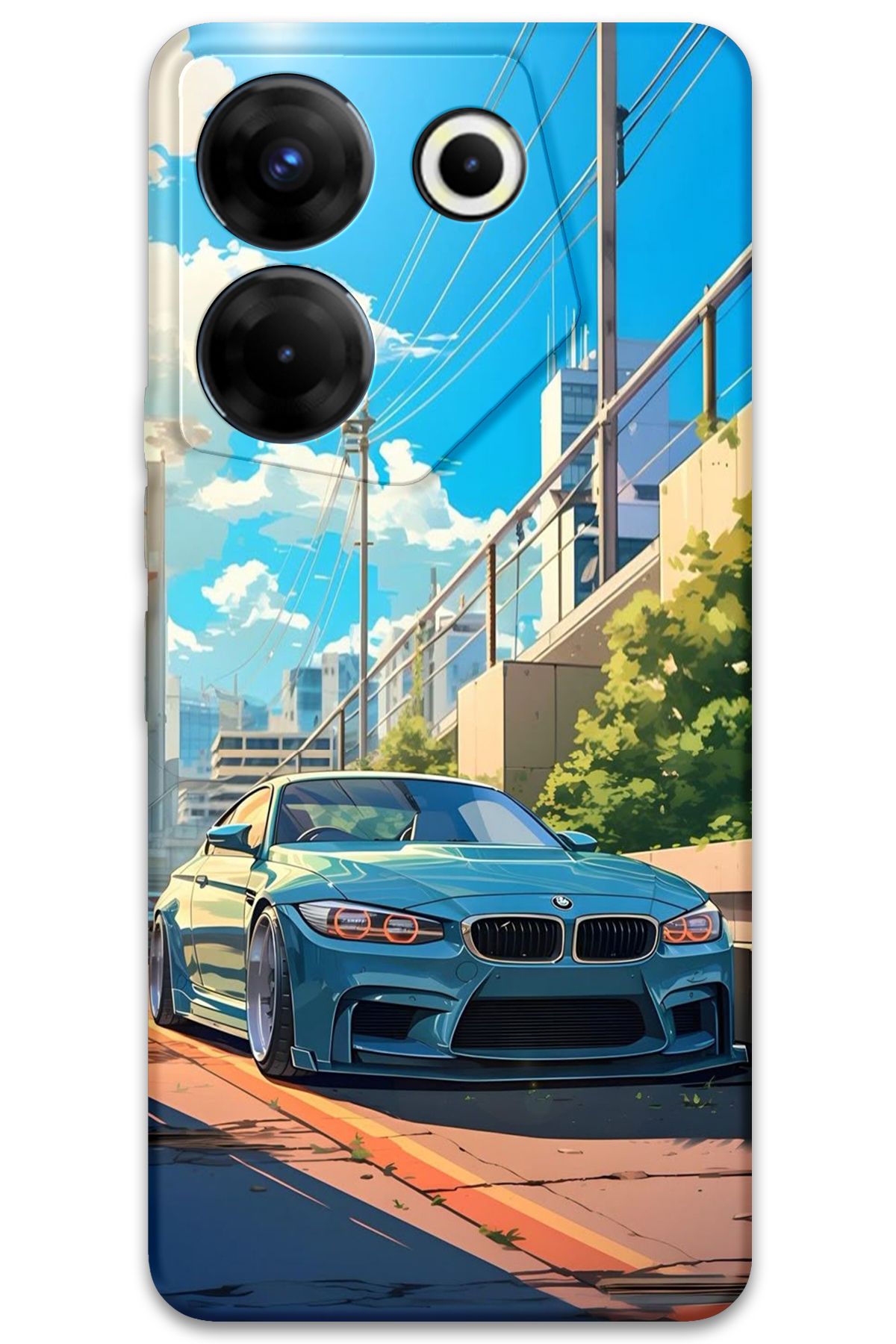 Gramaphone Tecno Camon 20 Pro 4G Uyumlu Araba Desenli Telefon Kılıfı + Ekran Koruyucu - 5760