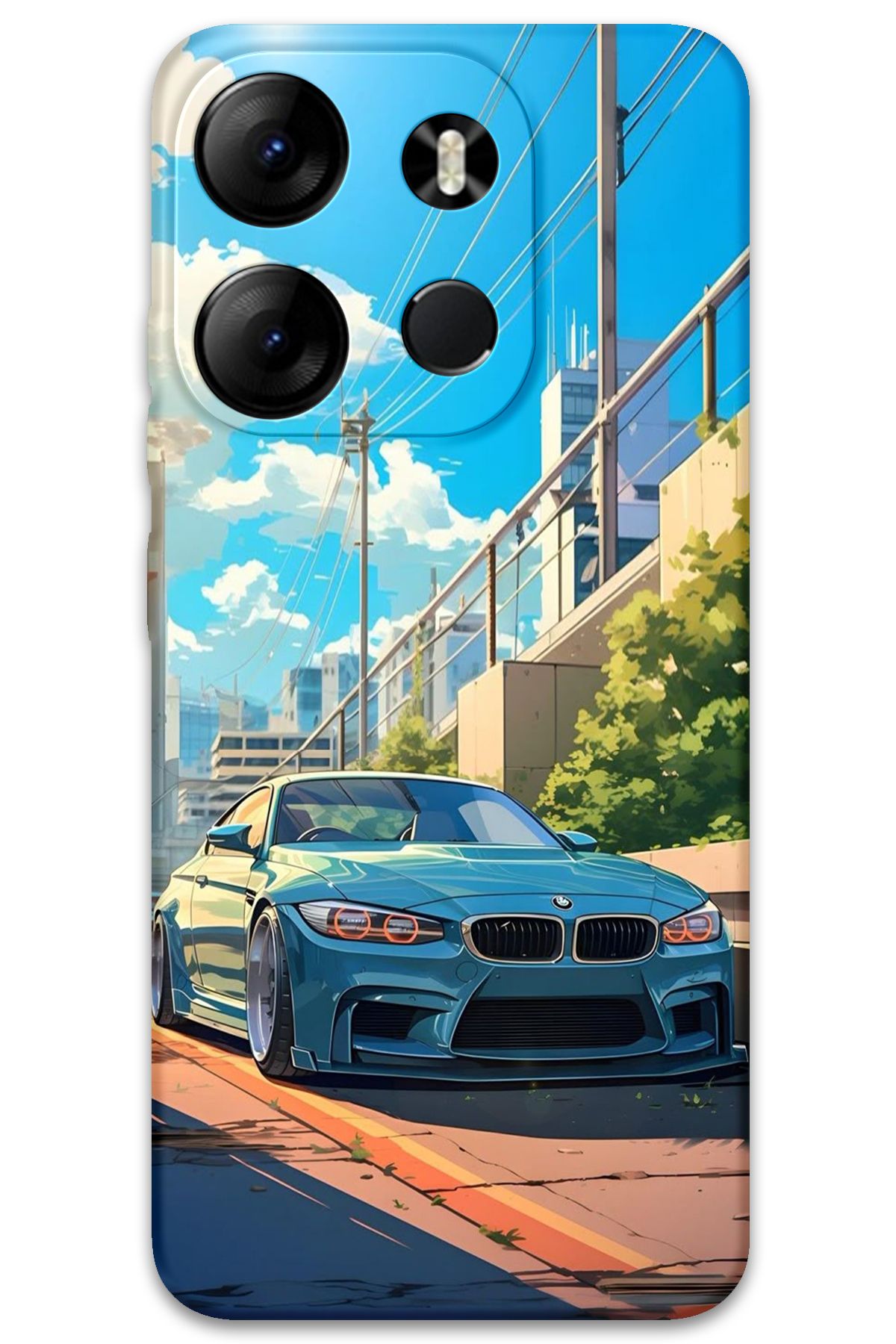 Gramaphone Tecno Spark Go 2023 Uyumlu Araba Desenli Telefon Kılıfı + Ekran Koruyucu - 5760