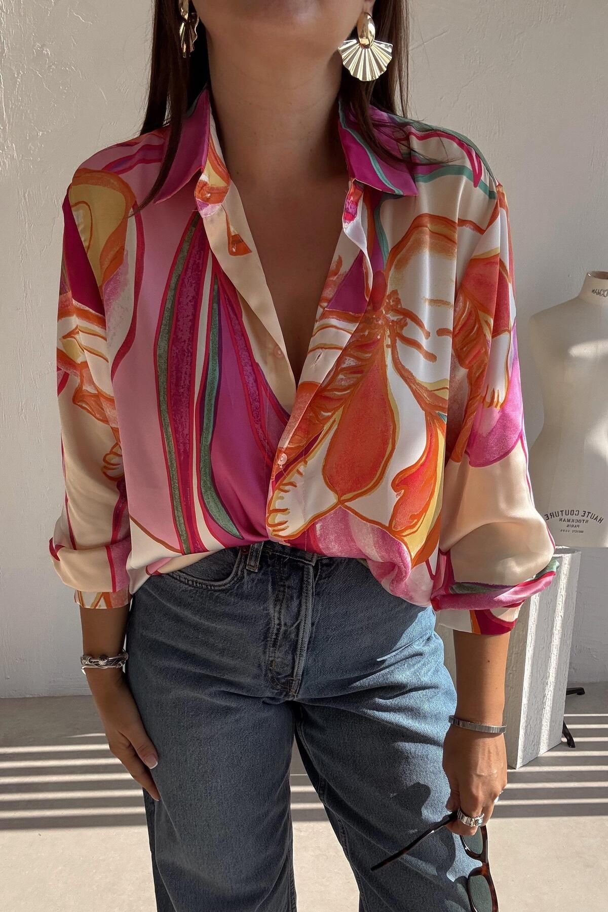 ELVAN TOLON Floral Desenli Gömlek