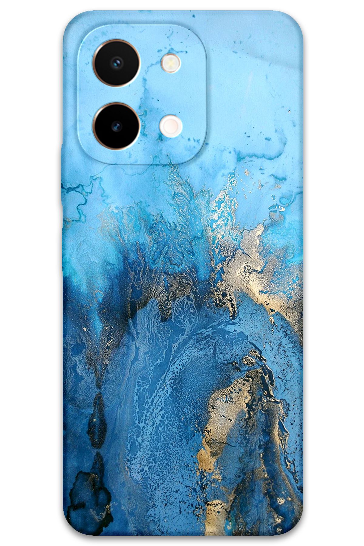 Gramaphone Vivo Y28 Uyumlu Mermer Desenli Telefon Kılıfı + Ekran Koruyucu - 5812